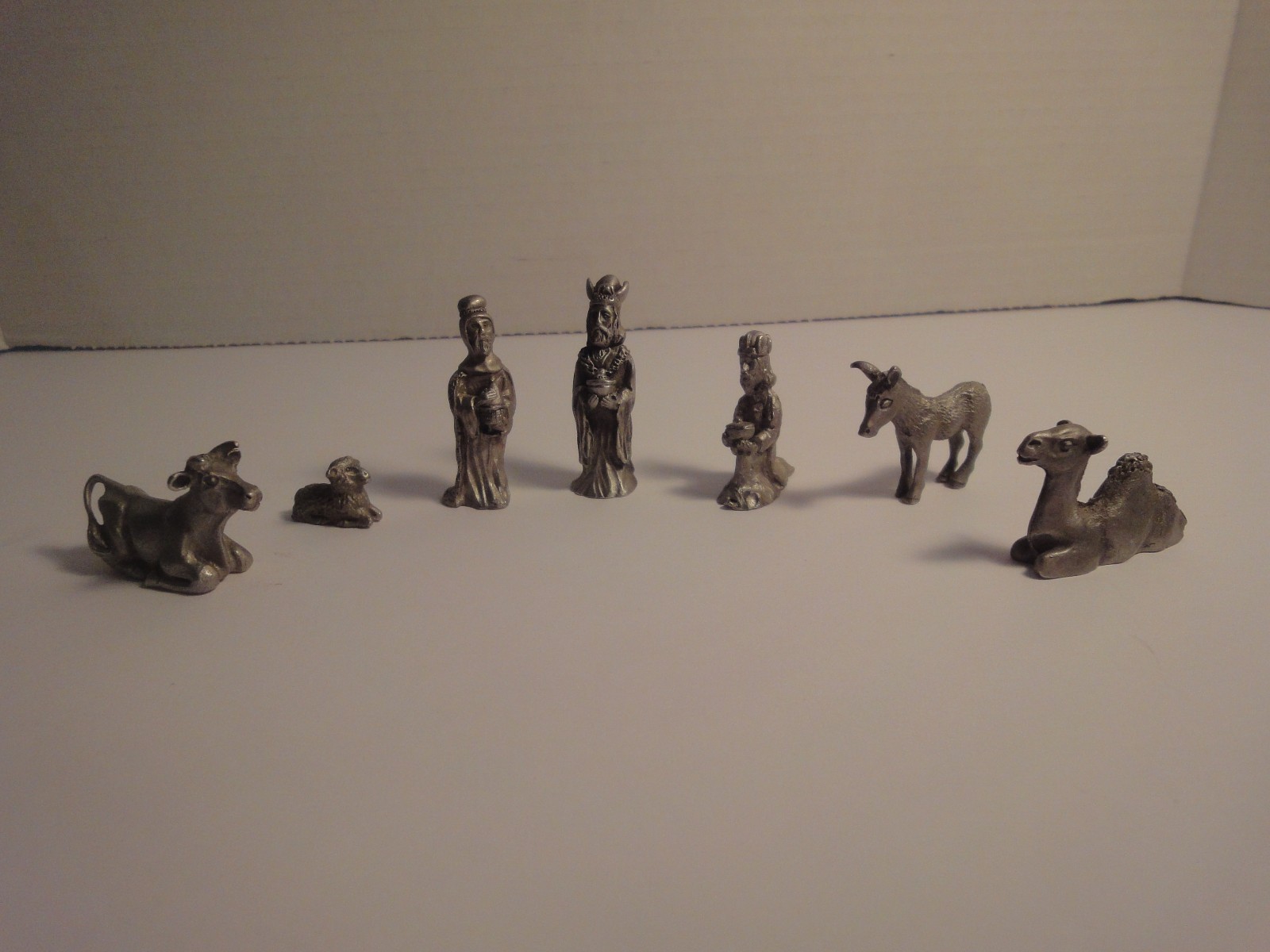 Seven Miniature Pewter Spoontiques Nativity Figures