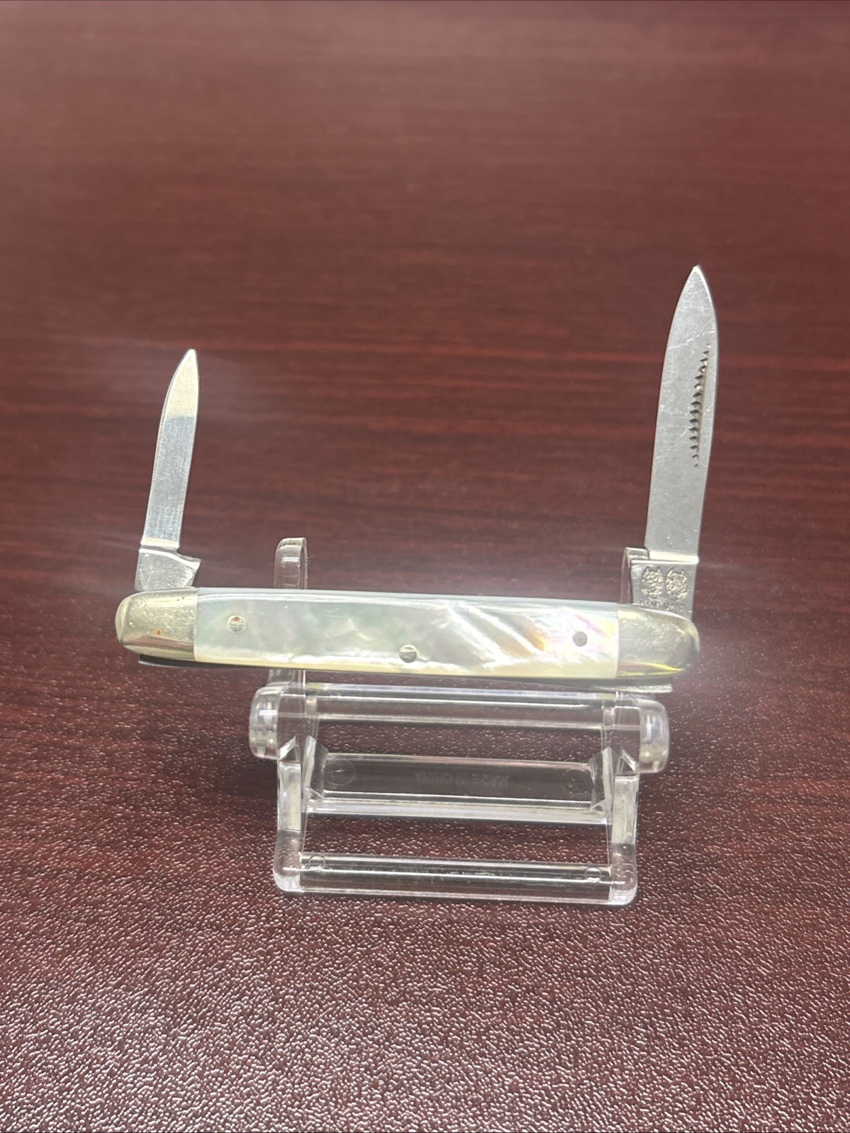 Bulldog Brand German Mini 2 Blade Pen Knife Gold Lip Pearl Good Condition