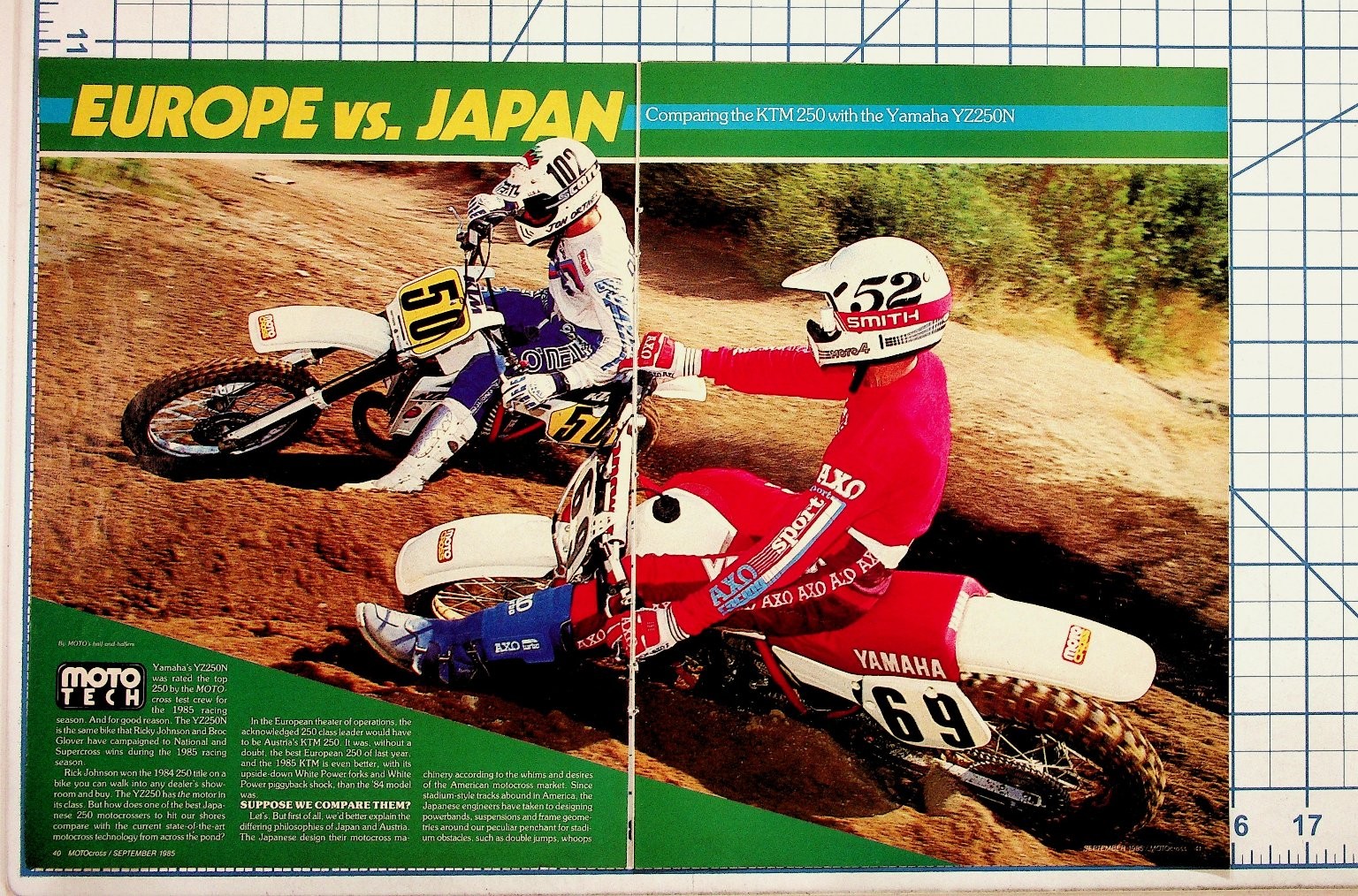 1985 Motocross Action Magazine Spread KTM 250 vs Yamaha YZ250N