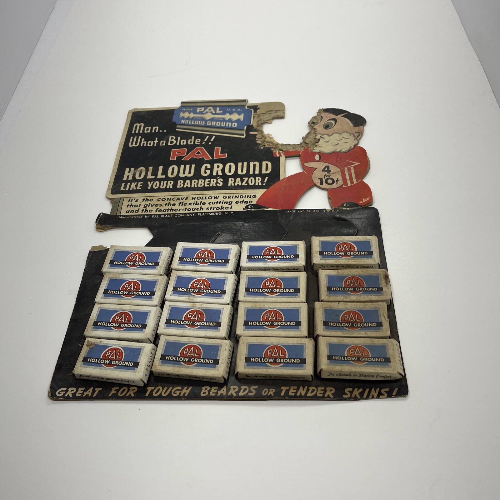 Rare PAL BLADE CO Vintage Razor Blades Hollow Ground Store Display Ad NY USA