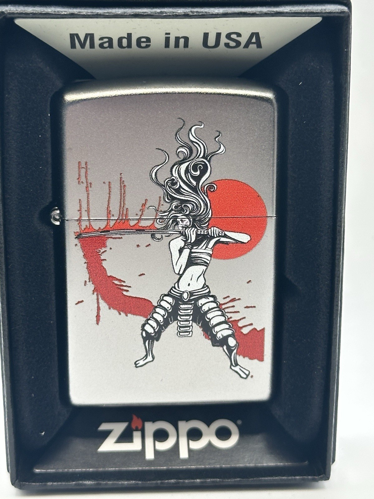 Samurai Girl Ninja Chrome Zippo Lighter New