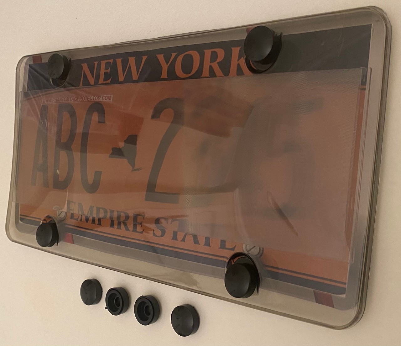 1st Gen. Phantom Tag Protector Tinted License Plate Cover & Black Bolt Caps