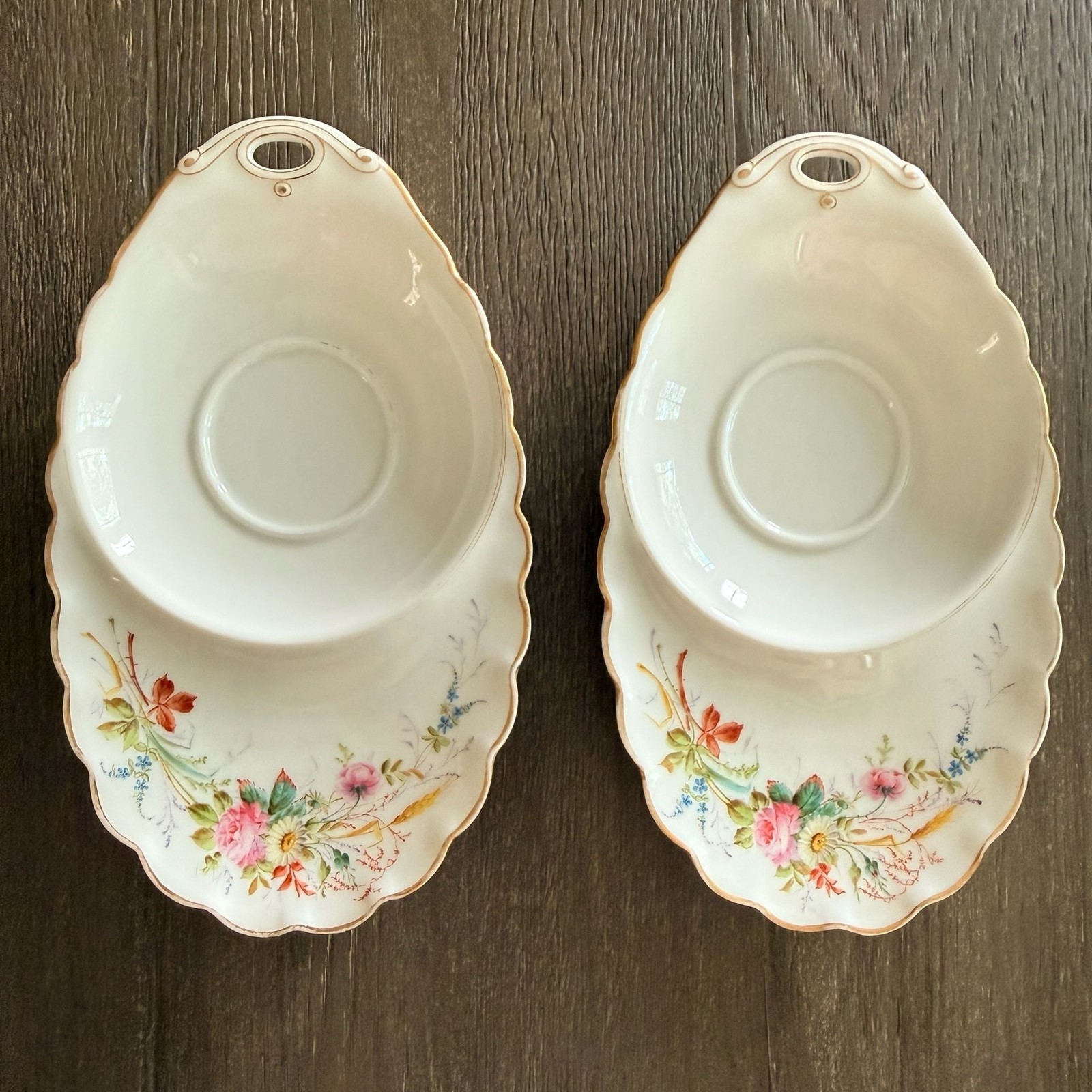 Ameline & Calmels Nice & Vichy Antique French Porcelain Hand Painted Floral Snac