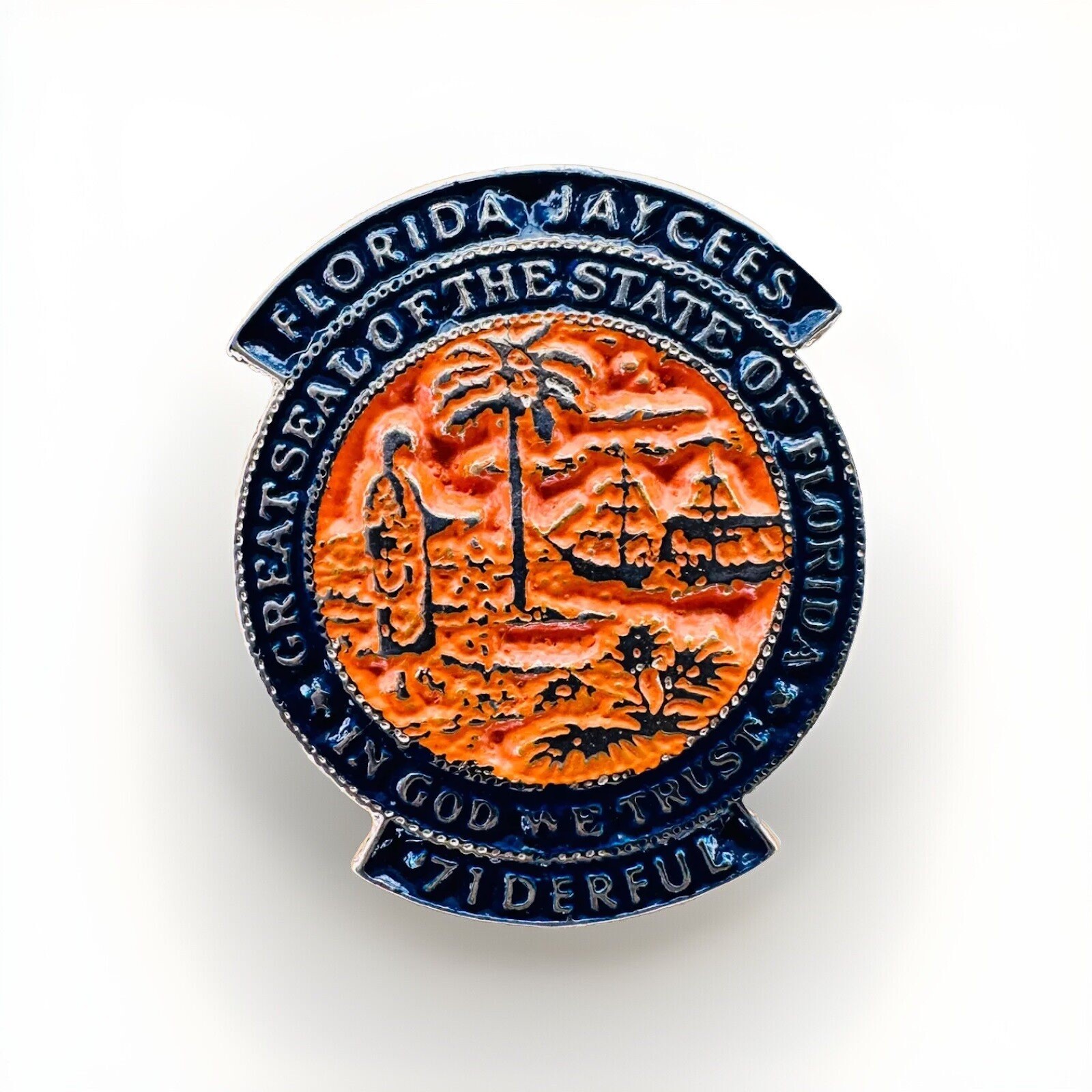 Vintage Florida State Seal Jaycees Enamel Lapel Hat Pin AZ