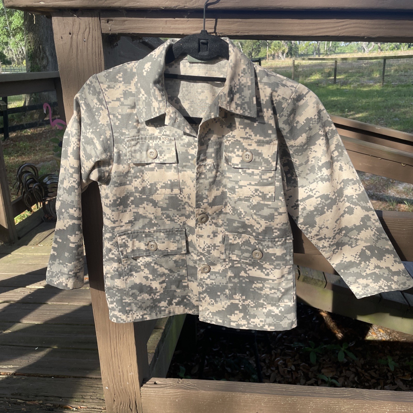 Rothco Youth Size M Green Camo Jr G I BDU Button Shirt Military Army Digital