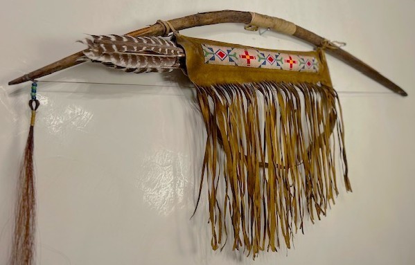 Native American/Cheyenne Bow & Arrows With Beaded Buckskin Leather Quiver