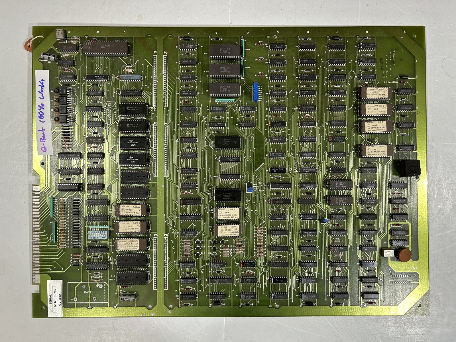 Q*Bert Gottlieb Arcade PCB Motherboard Logic Board 1982