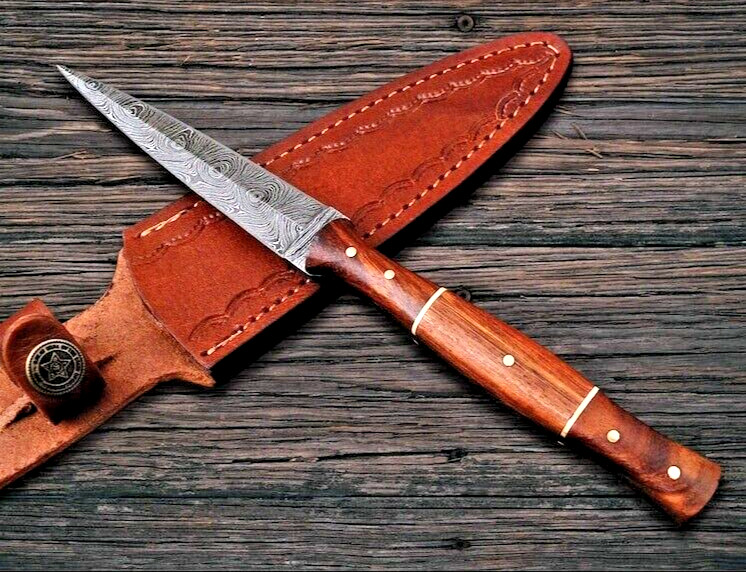 Custom Made Damascus Throwing Boot Knife Hand Forged Damascus Steel Blade 1615