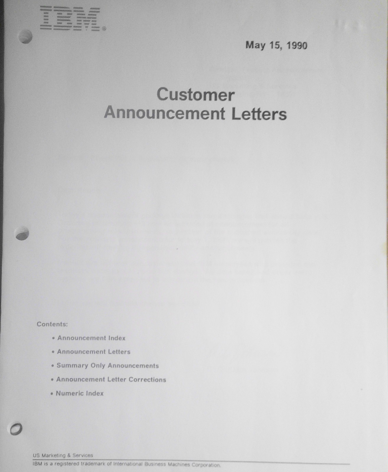 IBM Customer Announcement  Letters, May 15, 1990 - TCP/IP for OS/2; Check Robot