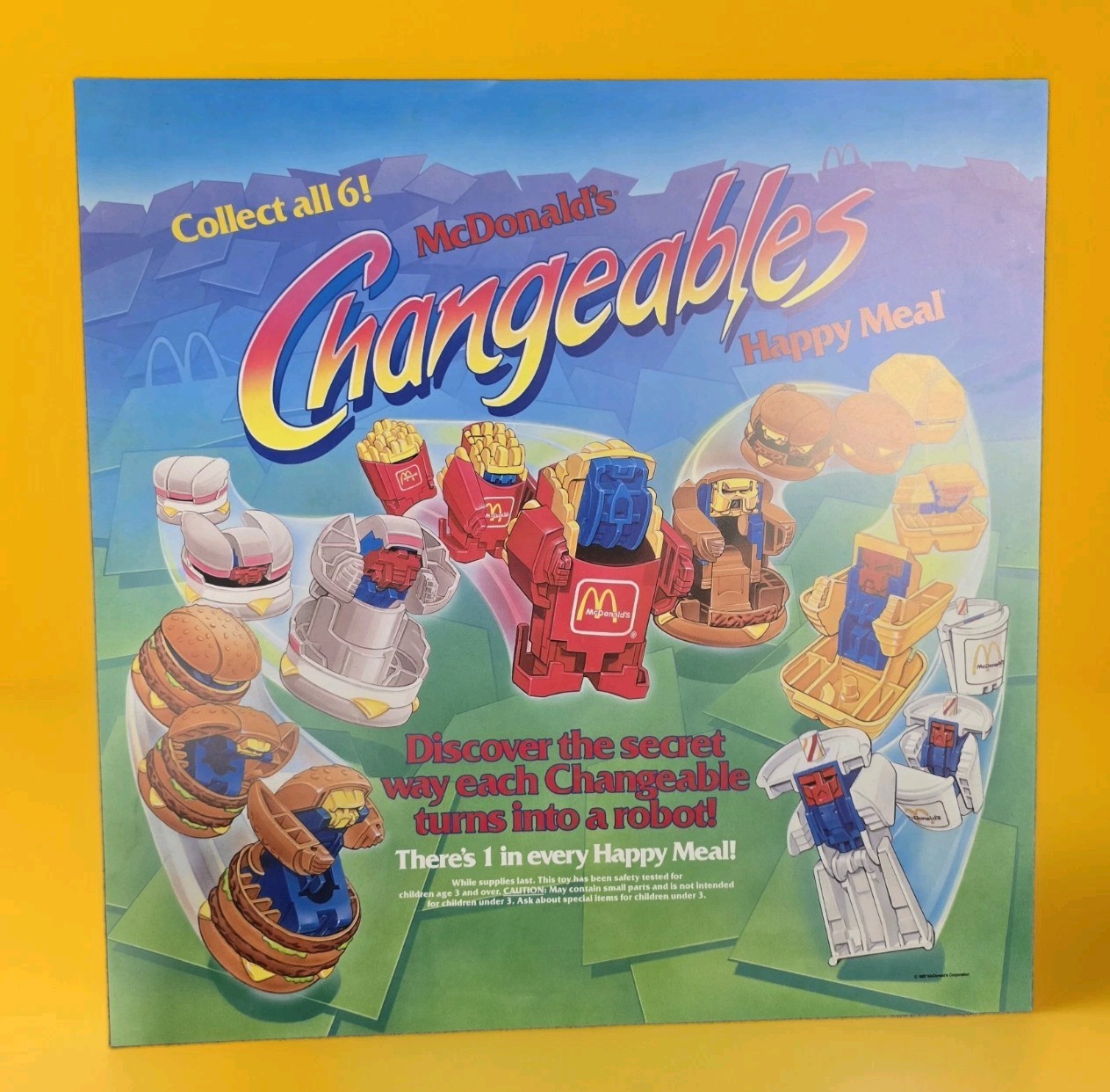 1987 McDonald\'s Translite Sign CHANGEABLES HAPPY MEAL 21.75\