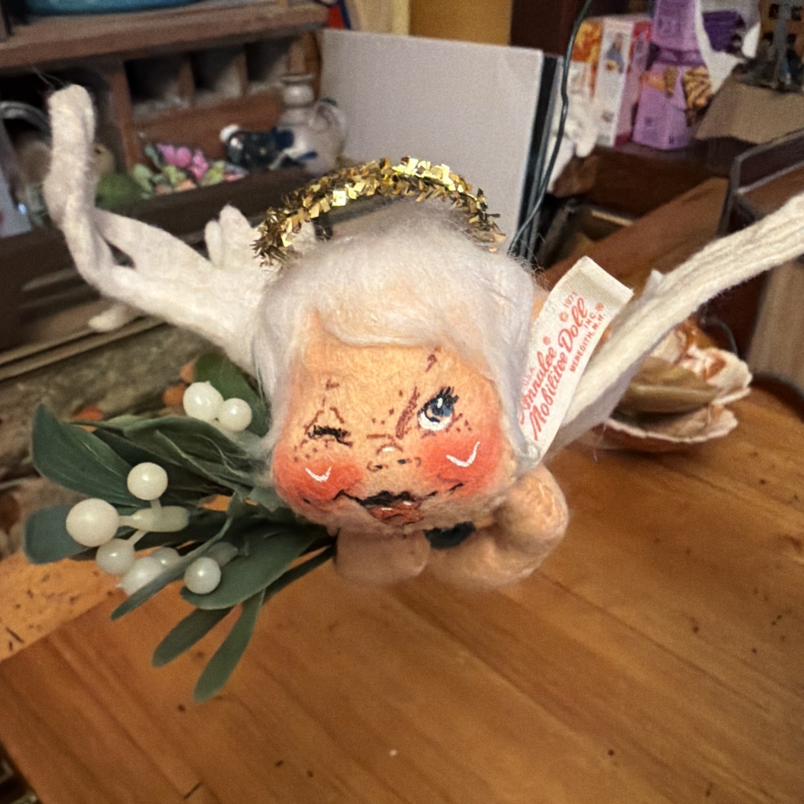 Vintage 1971 Annalee Mobilitee Doll Angel Mistletoe FLYING Christmas Angel Nice