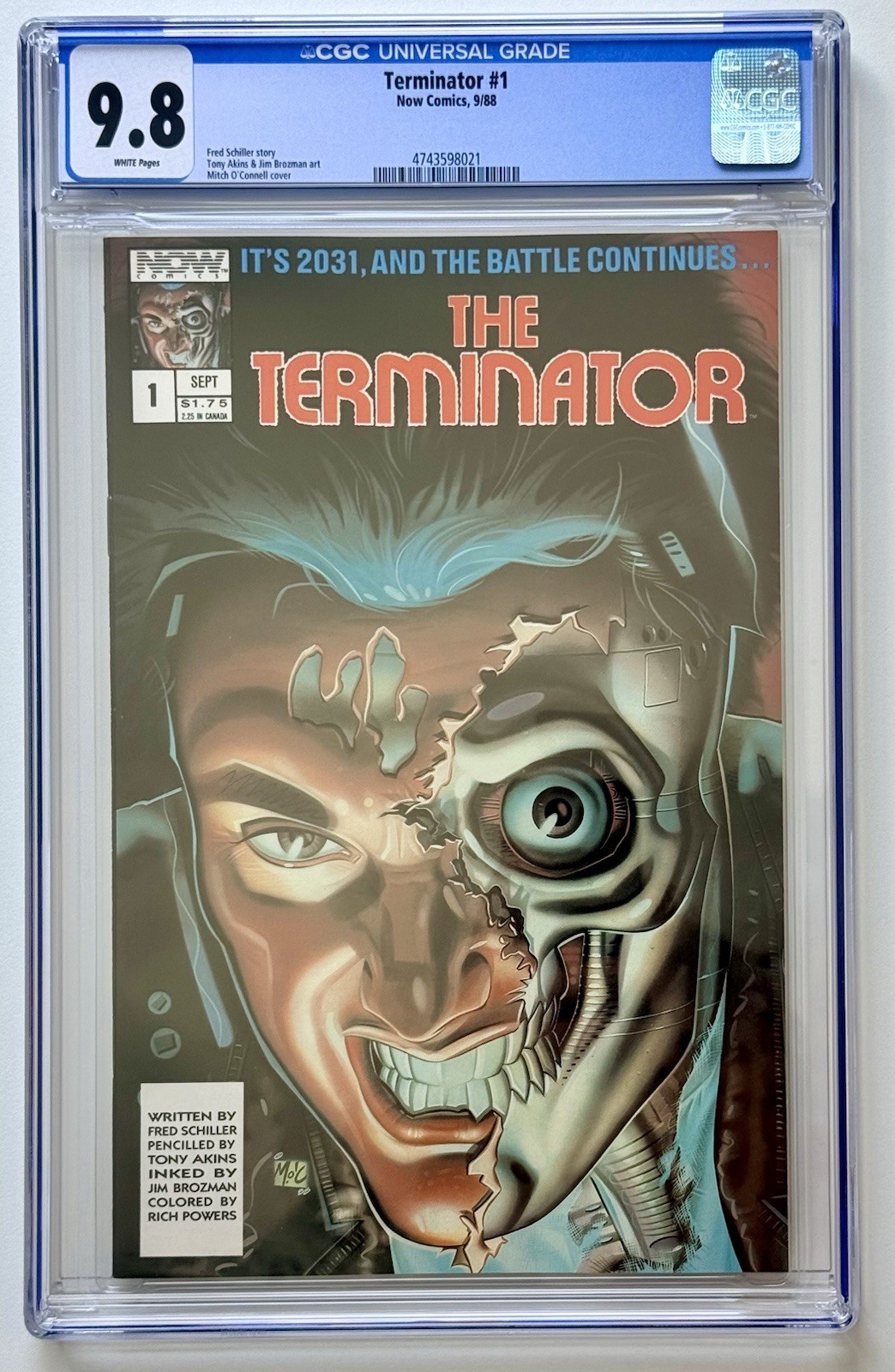 TERMINATOR #1 ◉ CGC 9.8 * 1988 NOW * Schwarzenegger Cover *  FRESH CASE  👀