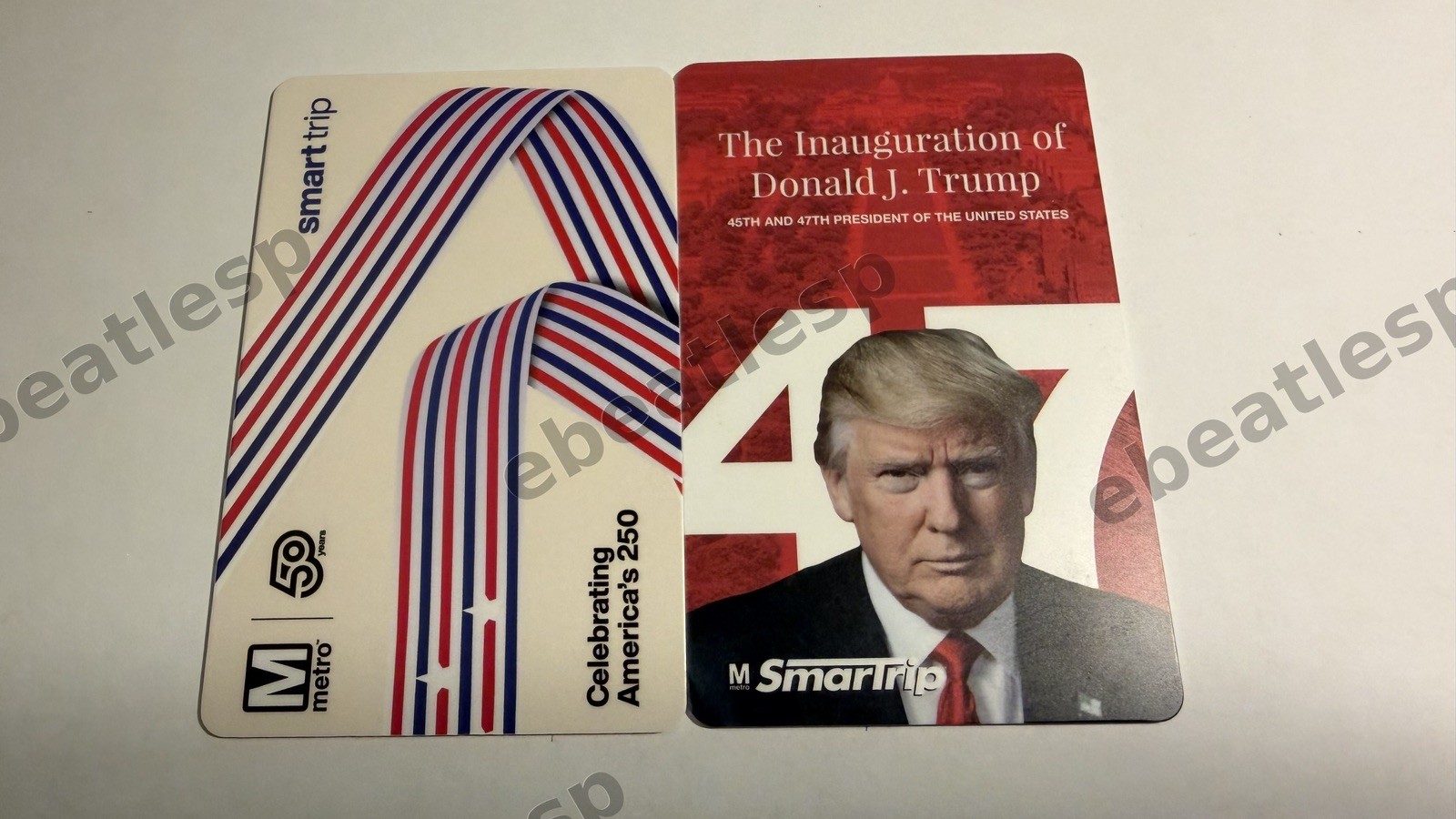 2 Limited Edition DC Souvenir Smartrip WMATA Metro Cards: TRUMP + America 250