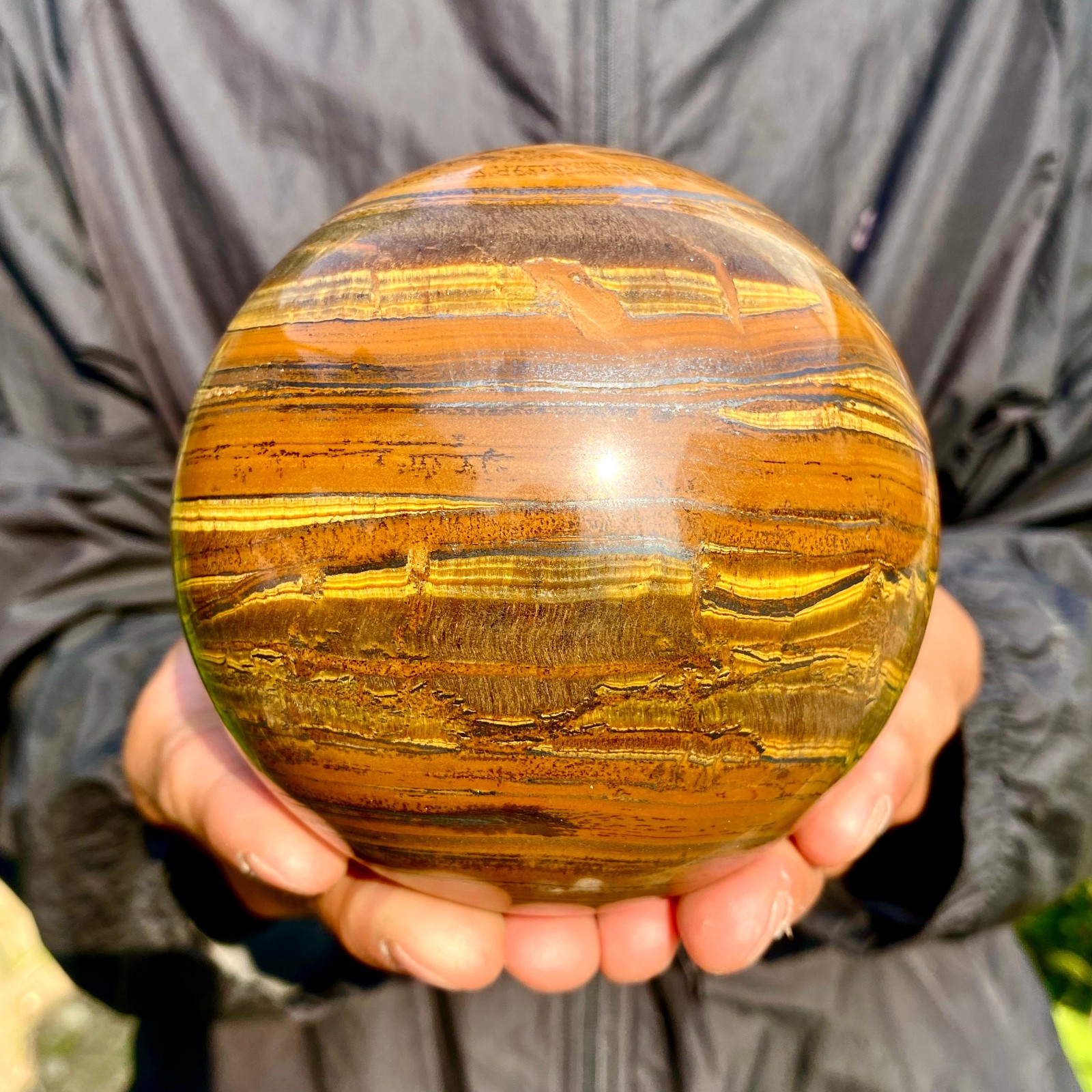 3.92LB Natural Tiger's Eye Ball Quartz Crystal Sphere Gem Healing Décor