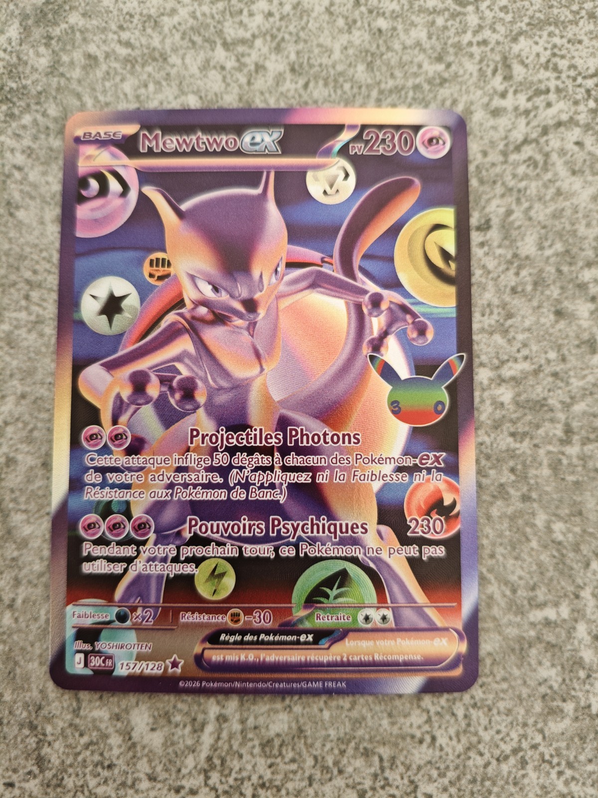 Nintendo Pokémon TCG Pokemon Card Mewtwo EX 157/128 FR 230BP Psy Basic