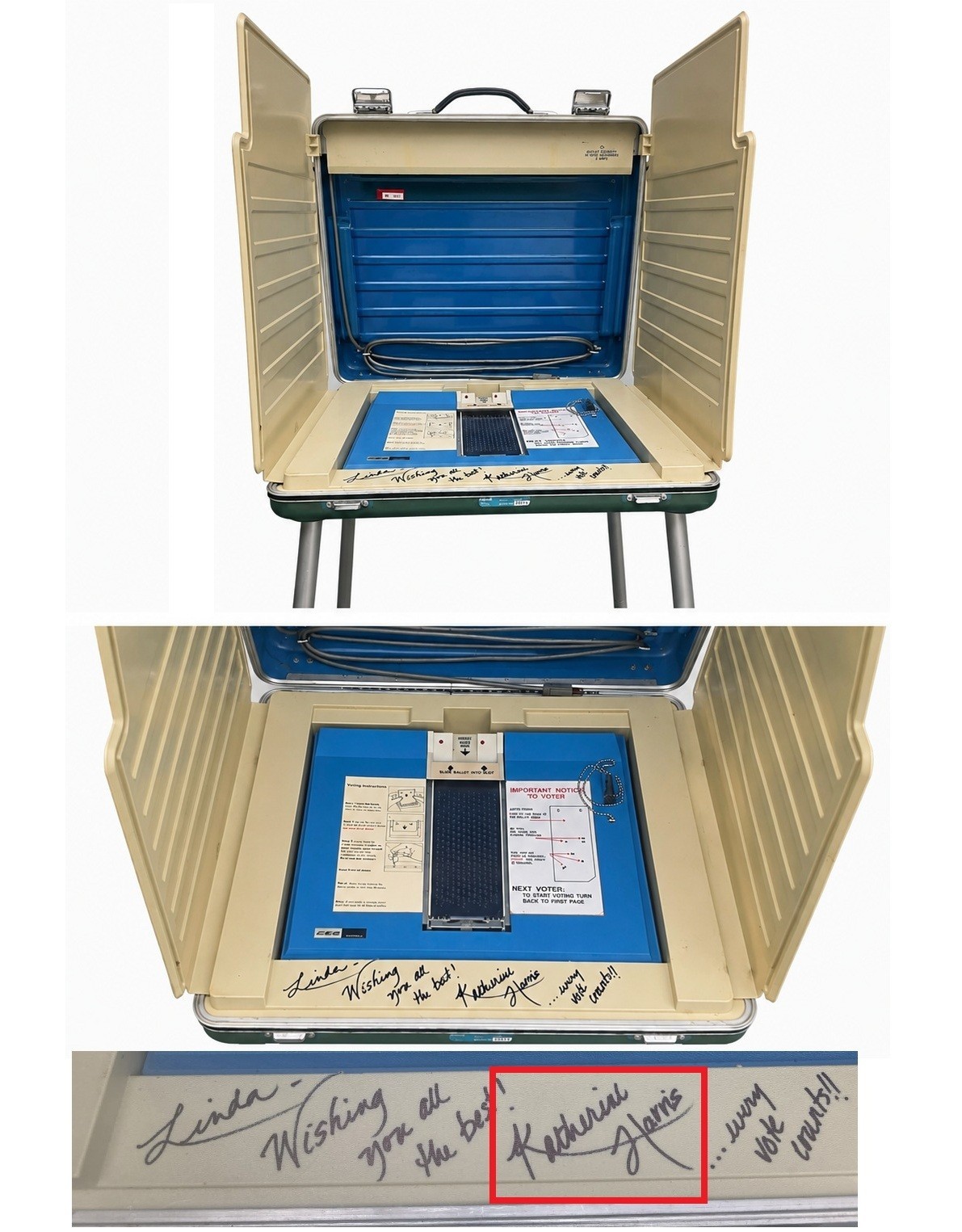 Authentic 2000 Florida CES Votomatic Voting Machine - Katherine Harris Autograph