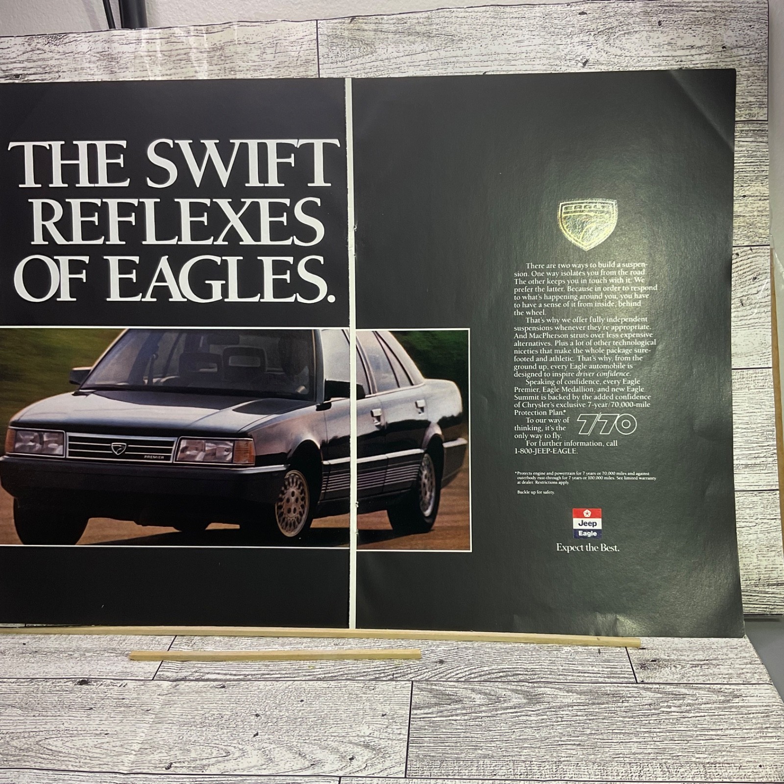 Vintage 2Page Printed Ad 1989 JEEP Eagle 7/70 Automobile 7year, 70,000 mile Plan