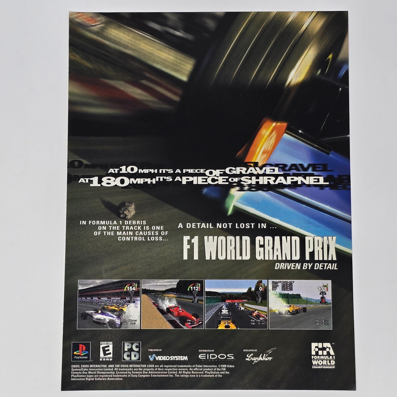 F1 World Grand Prix Sony PlayStation 1 PS1 PC Shrapnel Print Ad/Poster Promo Art