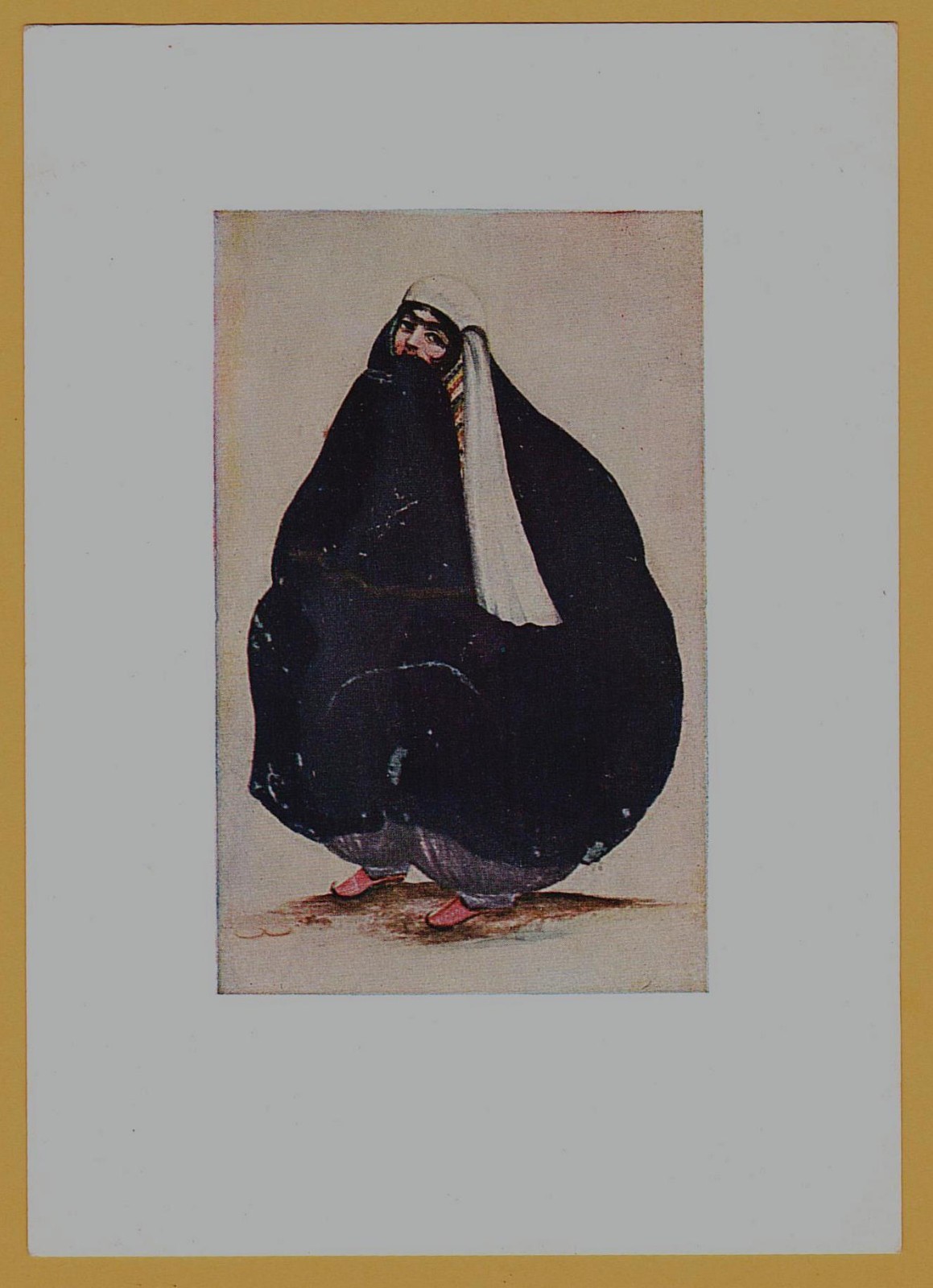 1936 Persia Persian Art XIXc. Woman in Chador Dressing ART Russian postcard old