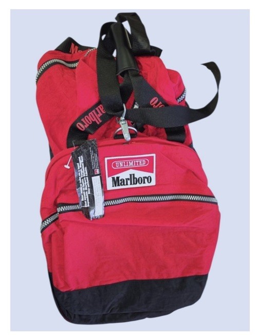 Vintage Marlboro Unlimited Duffel Bag Red Black NWT 1990s Promo Travel Bag