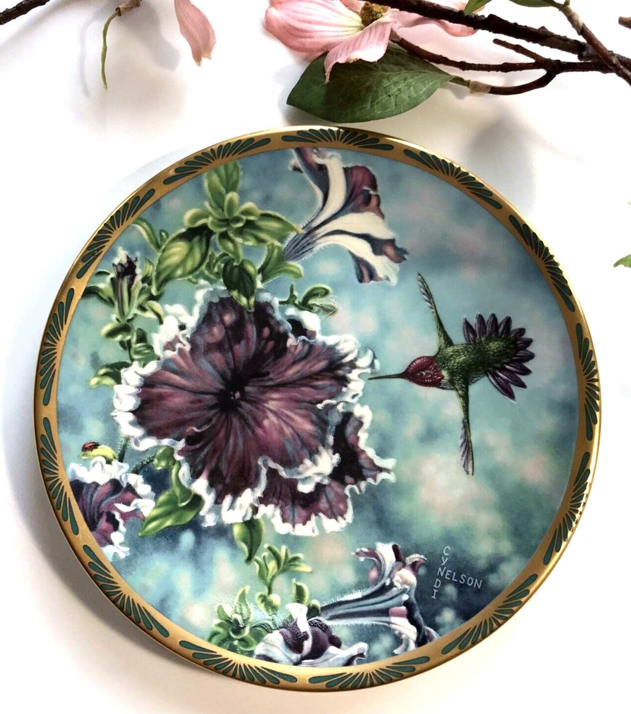 Vintage 1991 Pickard ANNA'S HUMMINGBIRD Plate Cyndi Nelson #7 IN SERIES