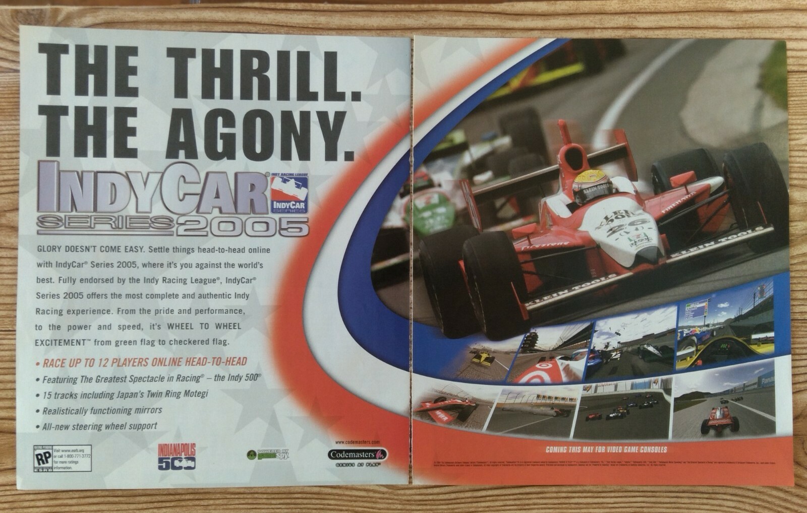 IndyCar Series Xbox PS2 2005 Vintage Print Ad/Poster Official Indianapolis 500