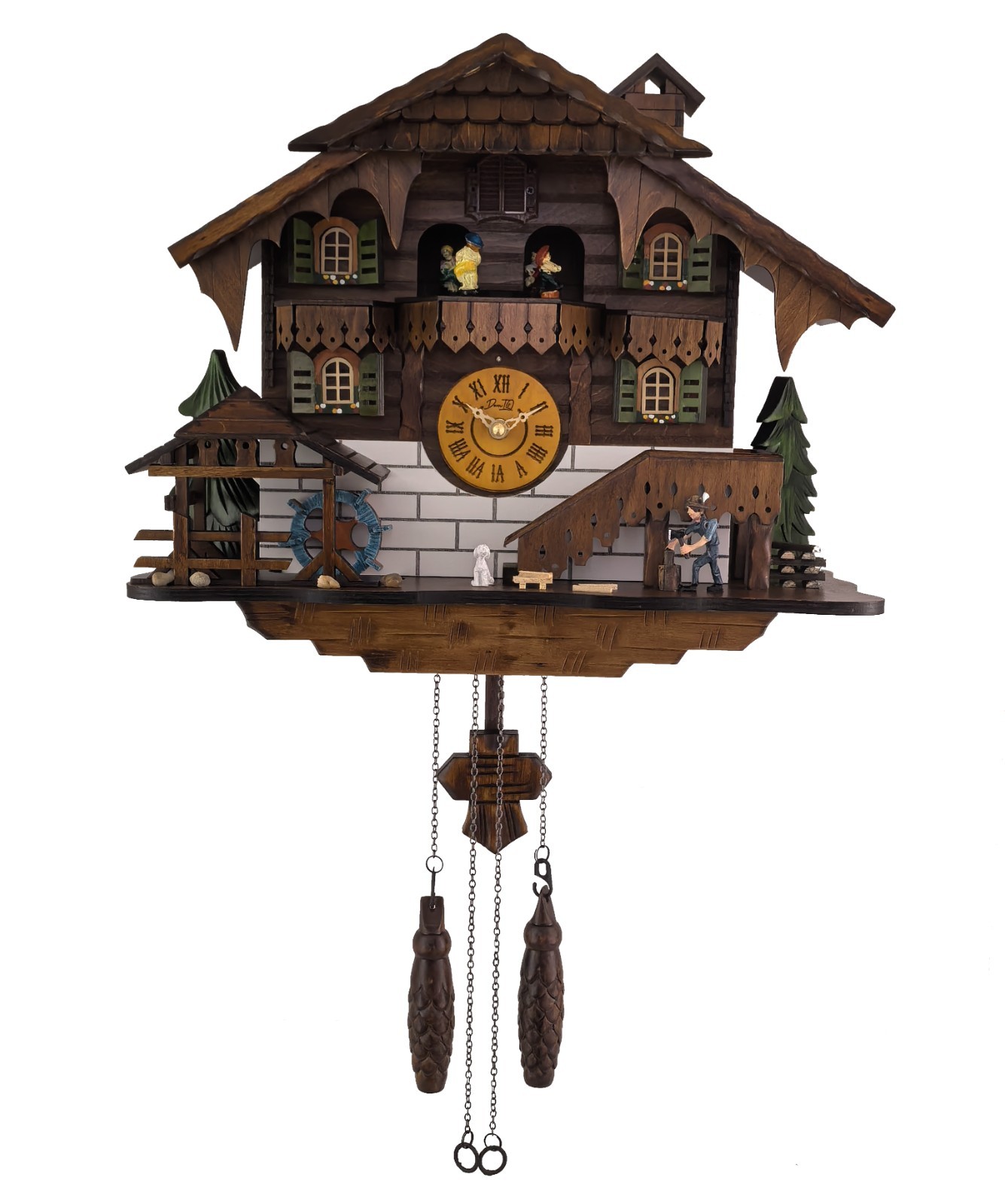 Handcrafted Black Forest Cuckoo Clock Wood Chopper Quartz German Design Musical