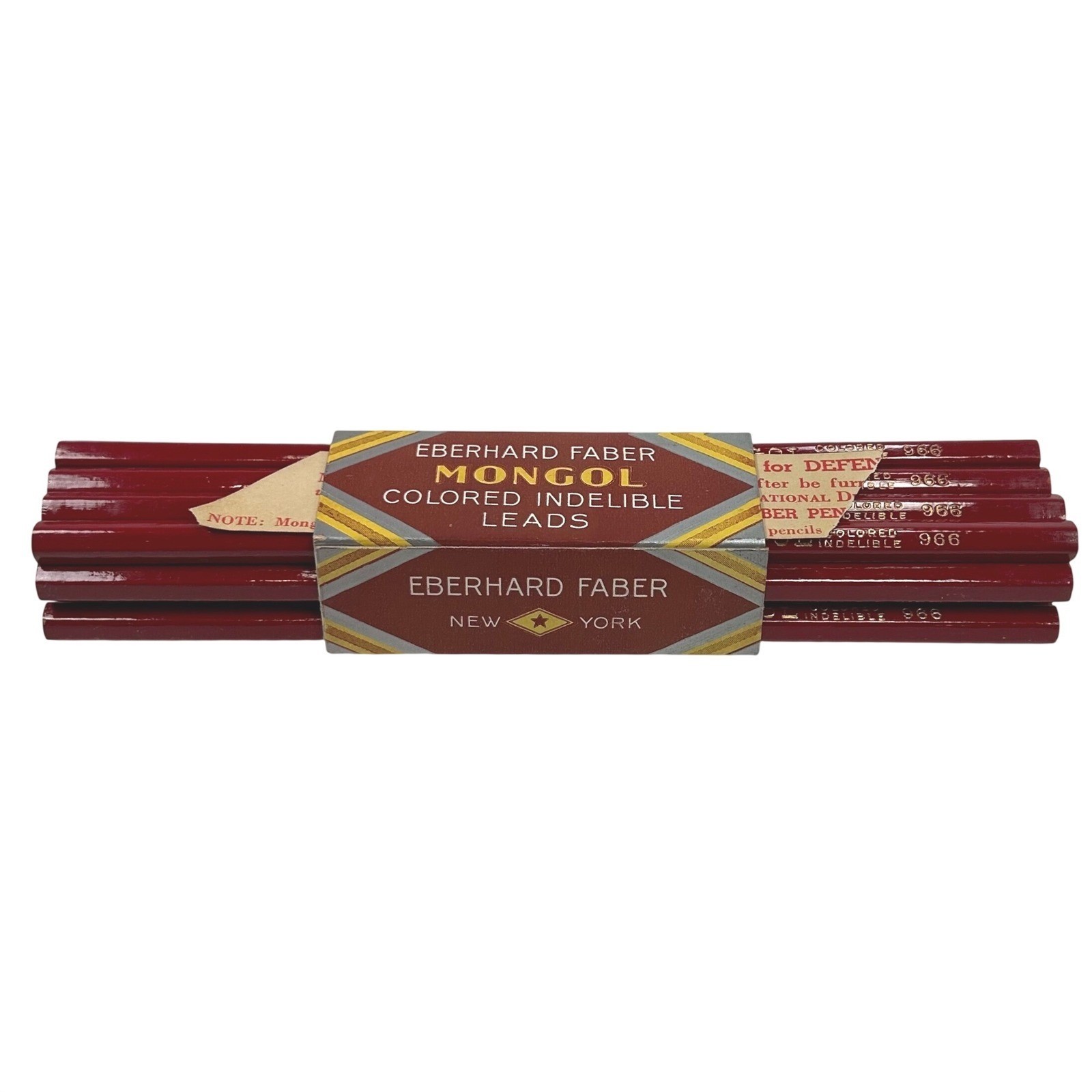 Vintage Eberhard Faber Mongol 966 Pencils Red WWII Era 12 Pack