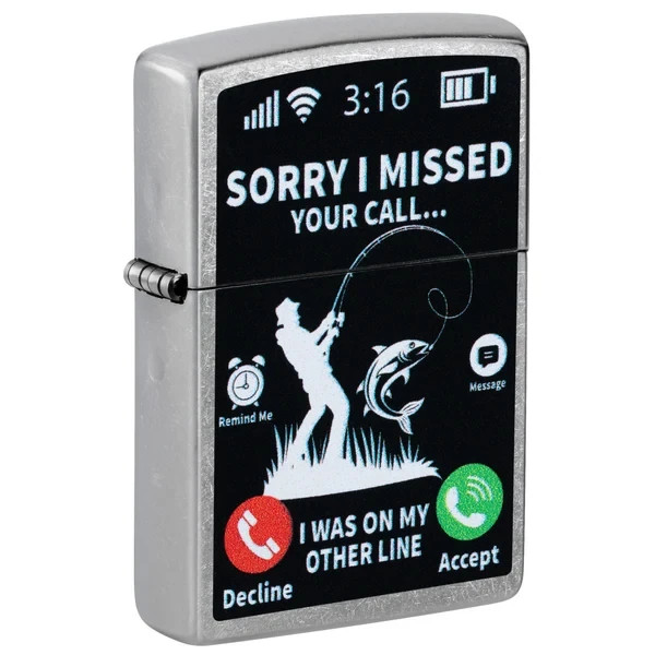 Zippo 47450, Sorry-I Missed Your Call Design, Street Chrome Finish Lighter,