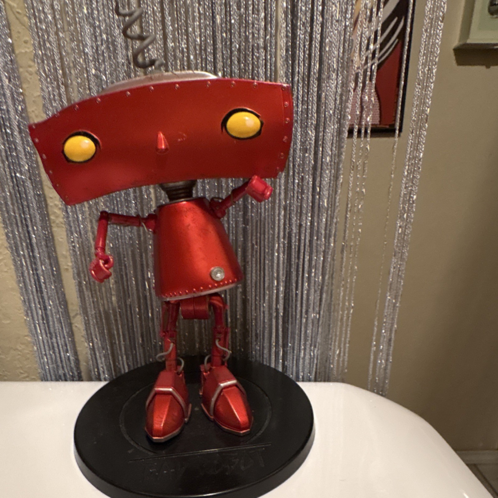 Mattel Creations Bad Robot Plastic Figure w/ Stand, Red/Yellow