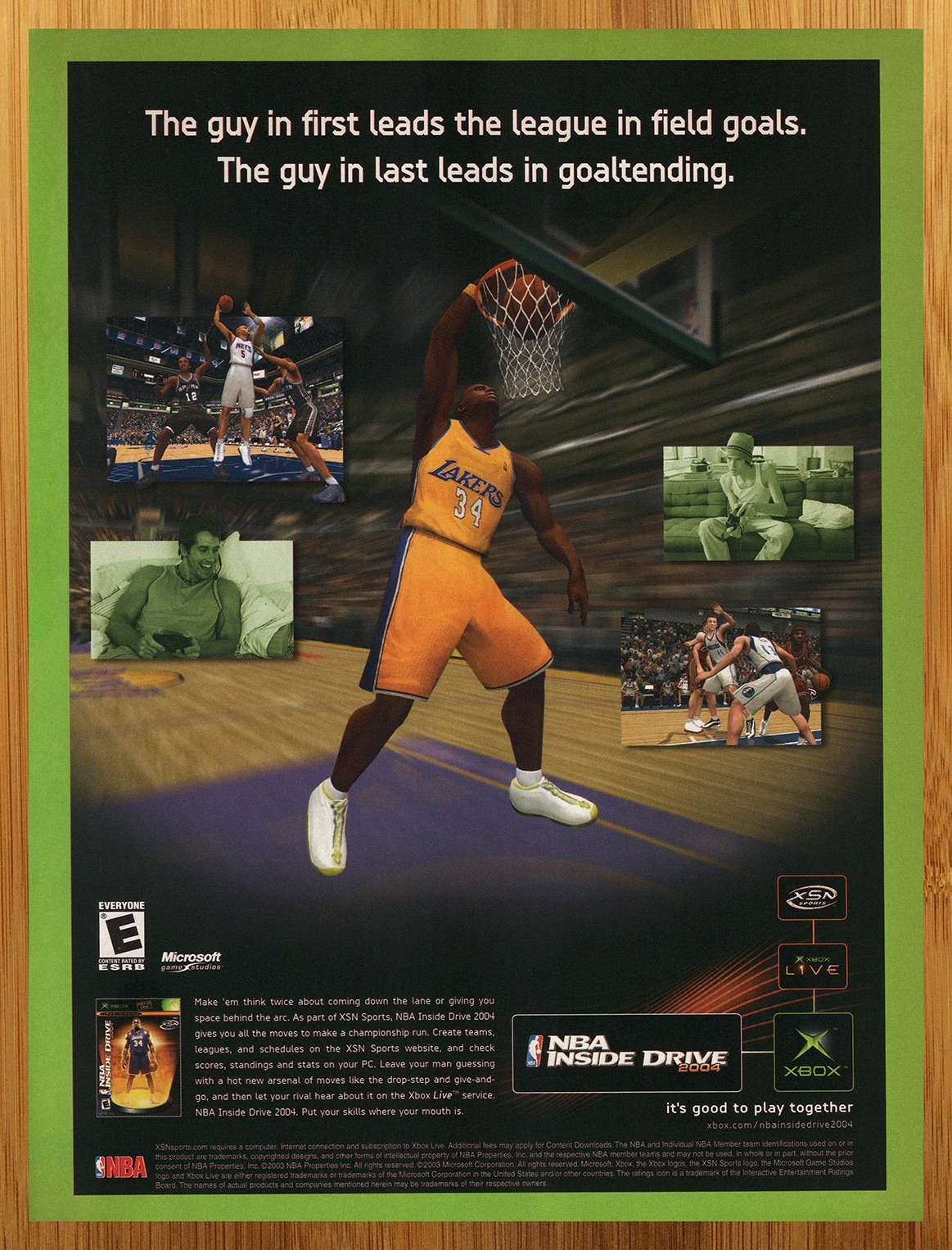 2003 NBA Inside Drive 2004 Xbox Print Ad/Poster Basketball Video Game Promo Art