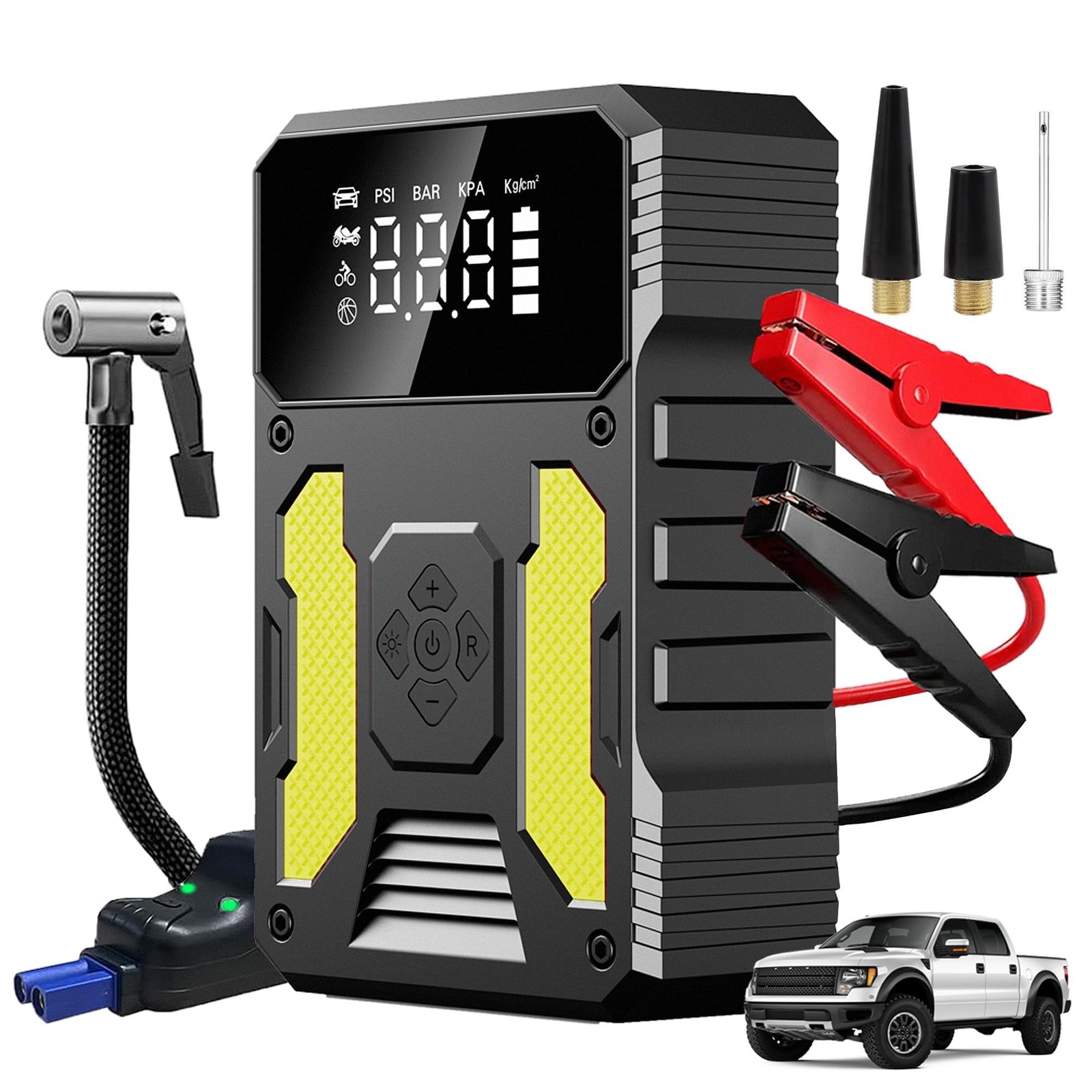 3000A Jump Starter with Air Compressor, 12V Battery Booster, 150PSI Tire Infl...