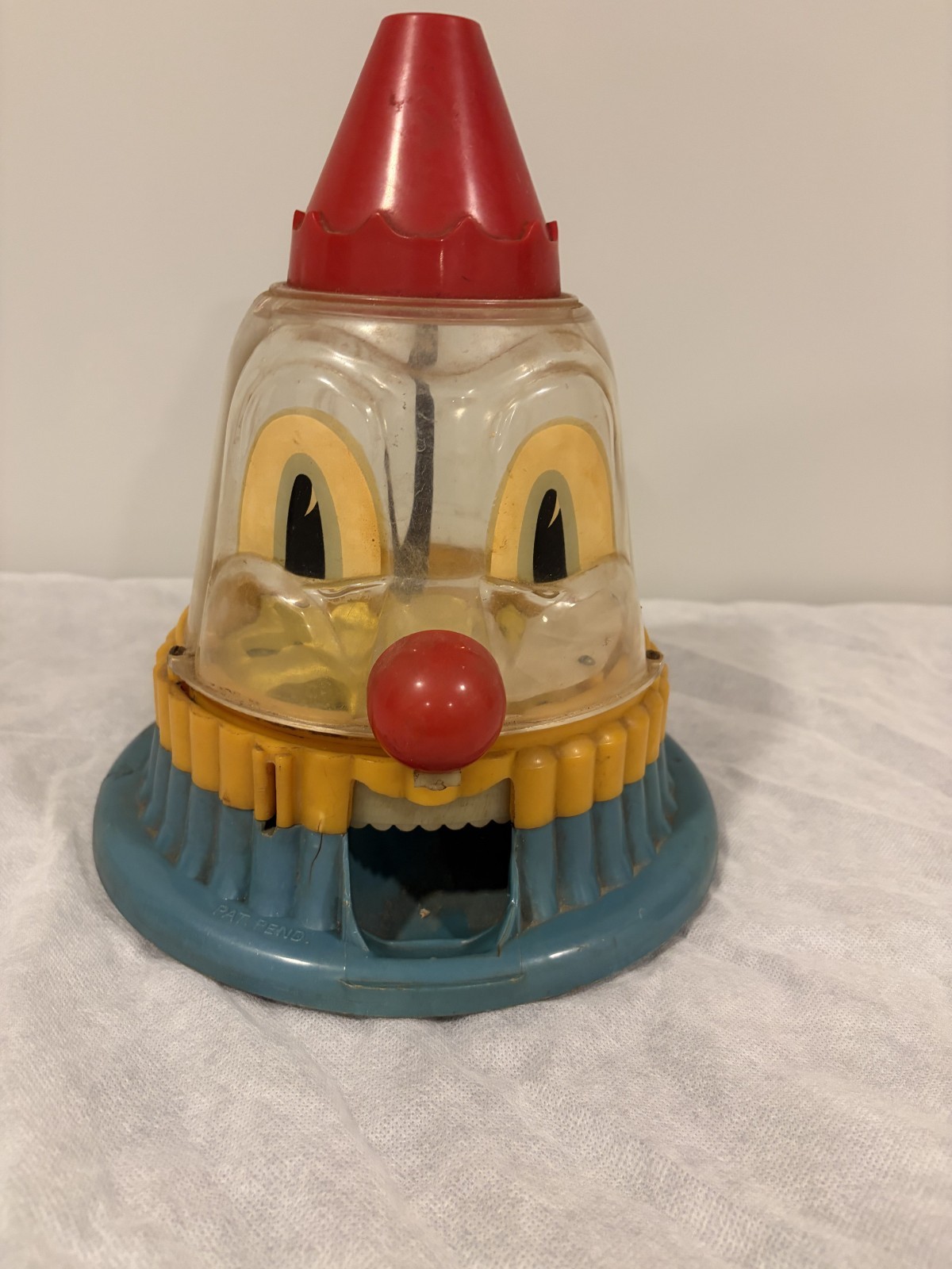 Vintage L.M. Becker Ring Ding Clown 1¢ Gumball Machine Blue Yellow Antique