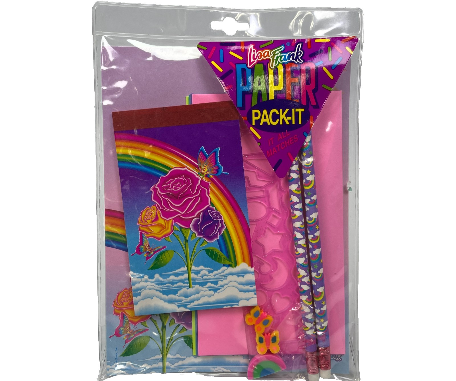 Lisa Frank Paper Pack-It Roses & Butterflies 1993 Stationery Set