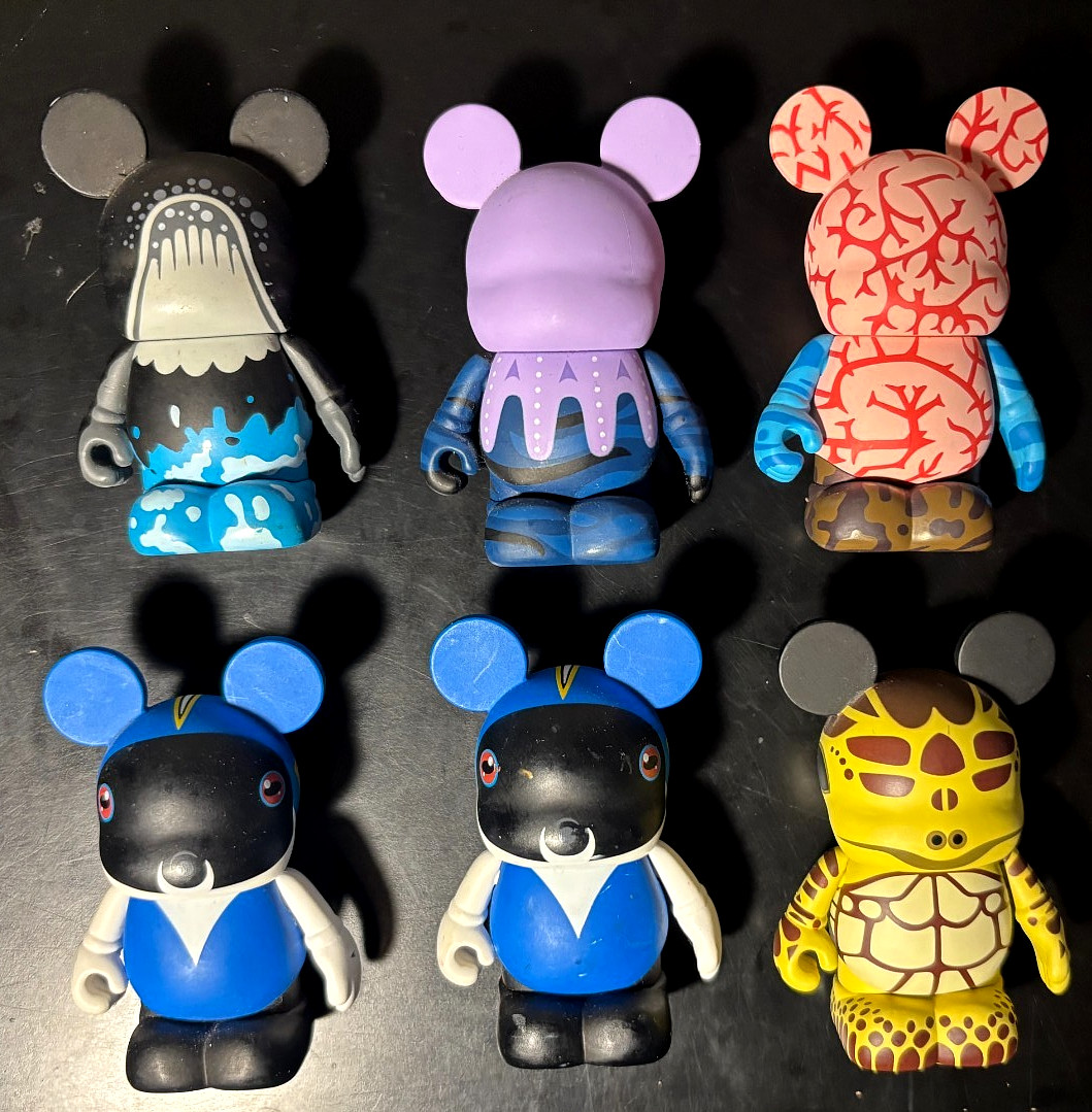 Disney Vinylmation Sea Creatures Lot of 6 Whale Jellyfish Coral 2x Fish Turtle