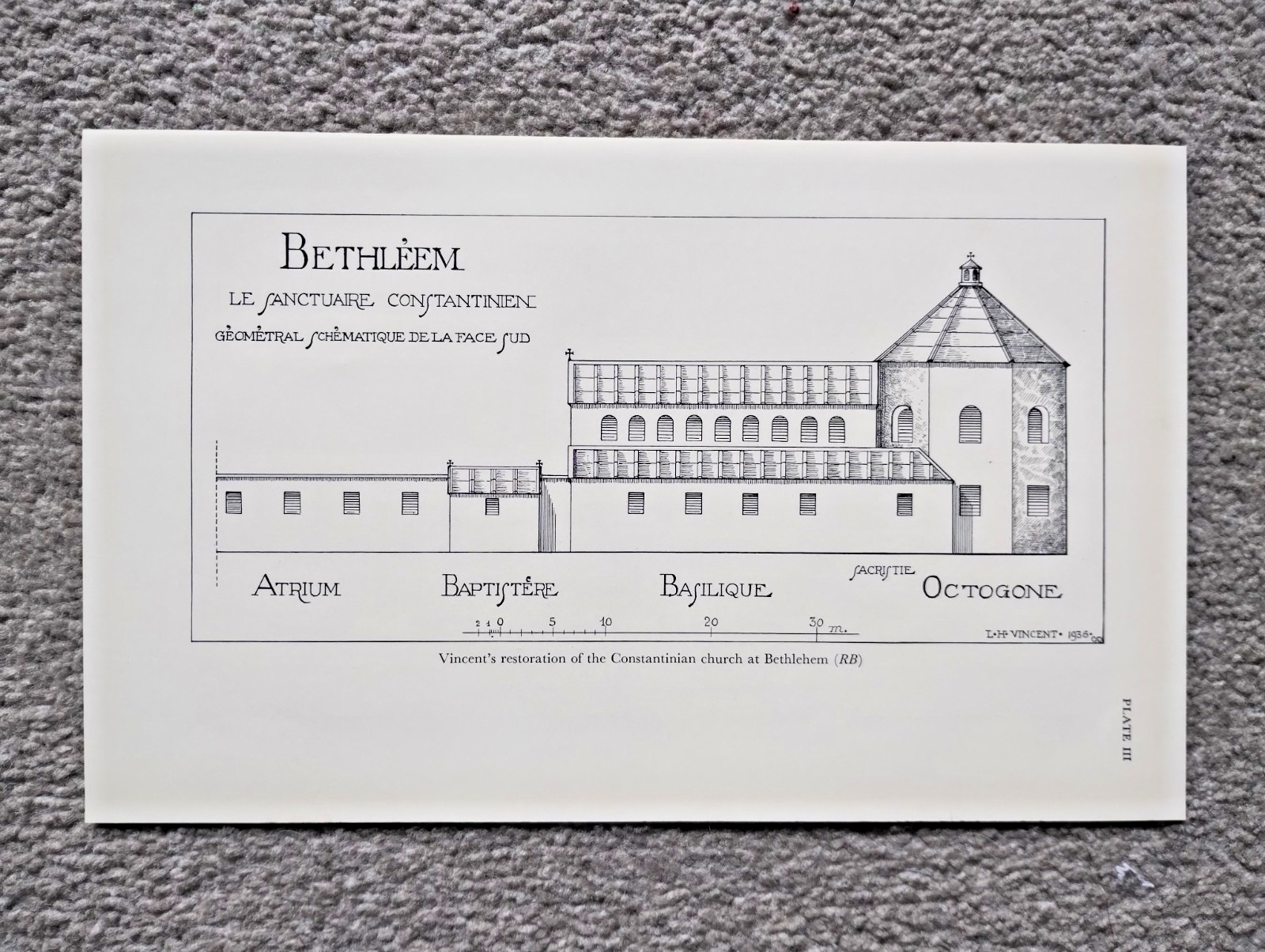 Vincent's Restoration of Constantinian Church Bethlehem - Vintage Print - 1941