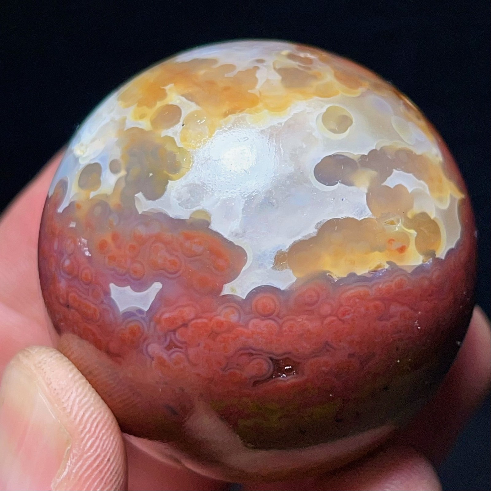 Rare 145G Natural Beautiful Ocean Jasper Sphere Healing Agate Madagascar L8432
