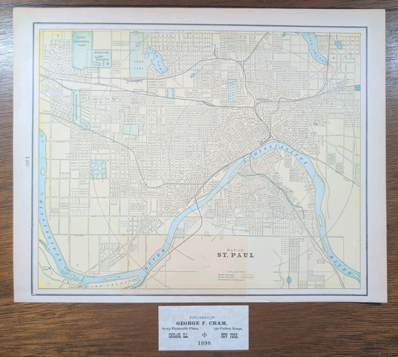 Vintage 1898 ST PAUL MINNESOTA Map 14\