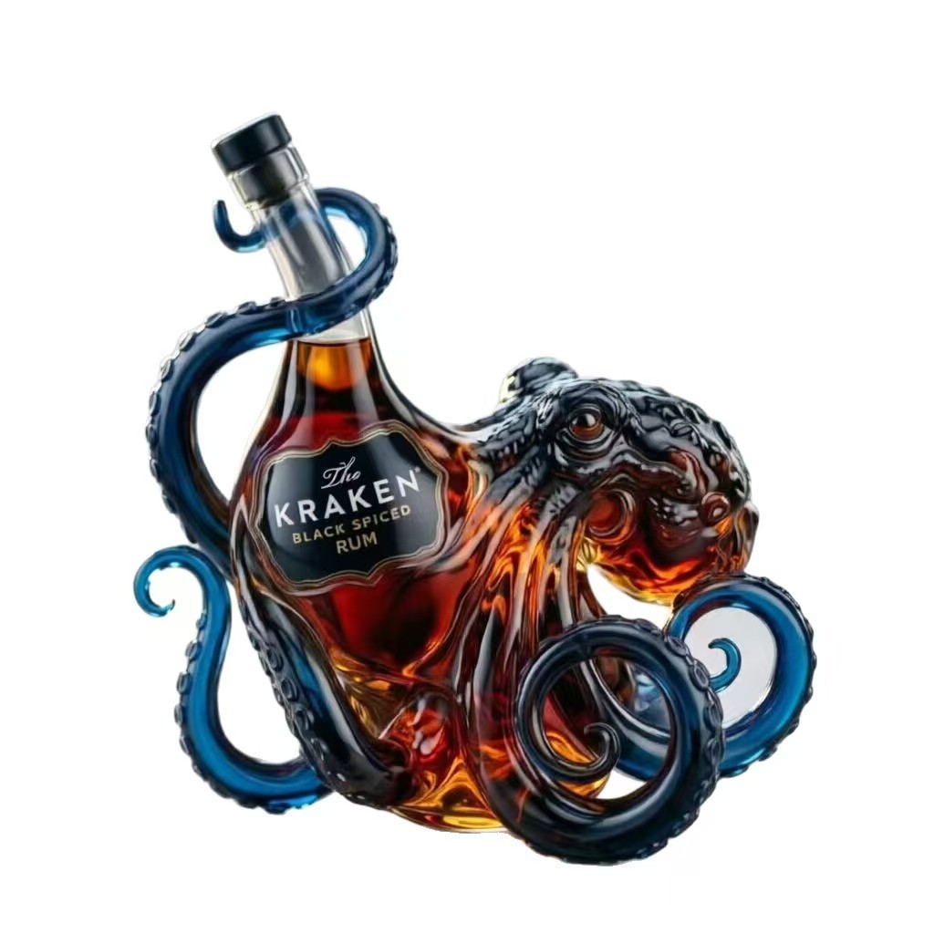 The Kraken Black Spiced Rum Octopus Whiskey Decanter 350ml Decorative Bottle