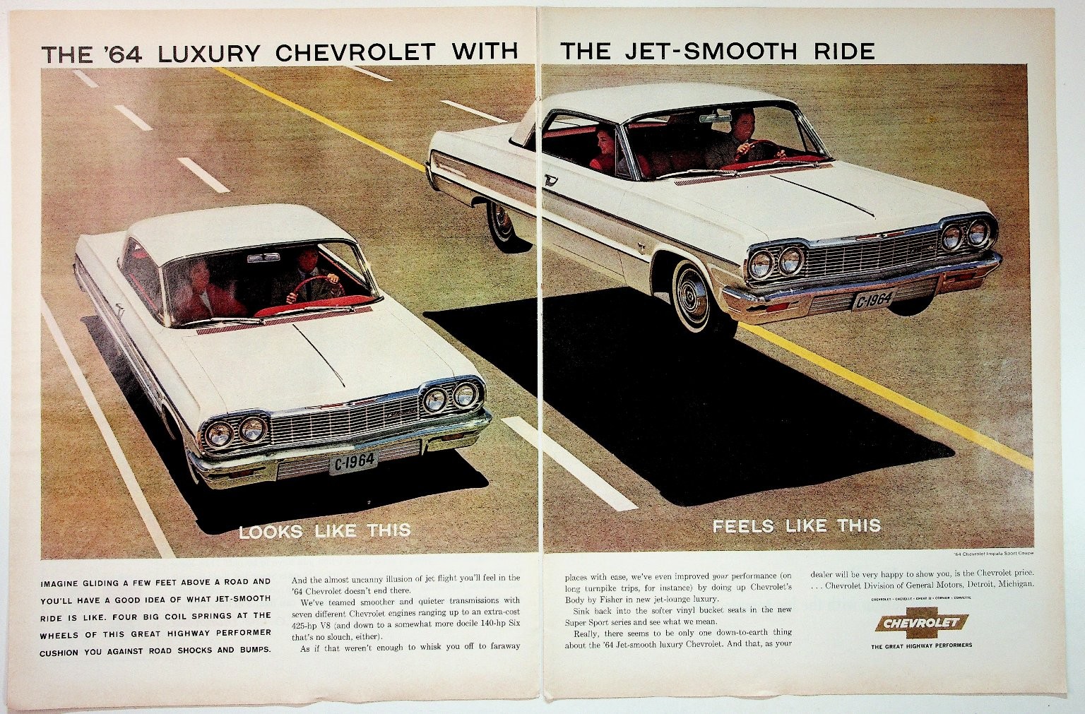 1964 Chevrolet Impala Sport Coupe Vintage Magazine Print Ad Luxury Ride
