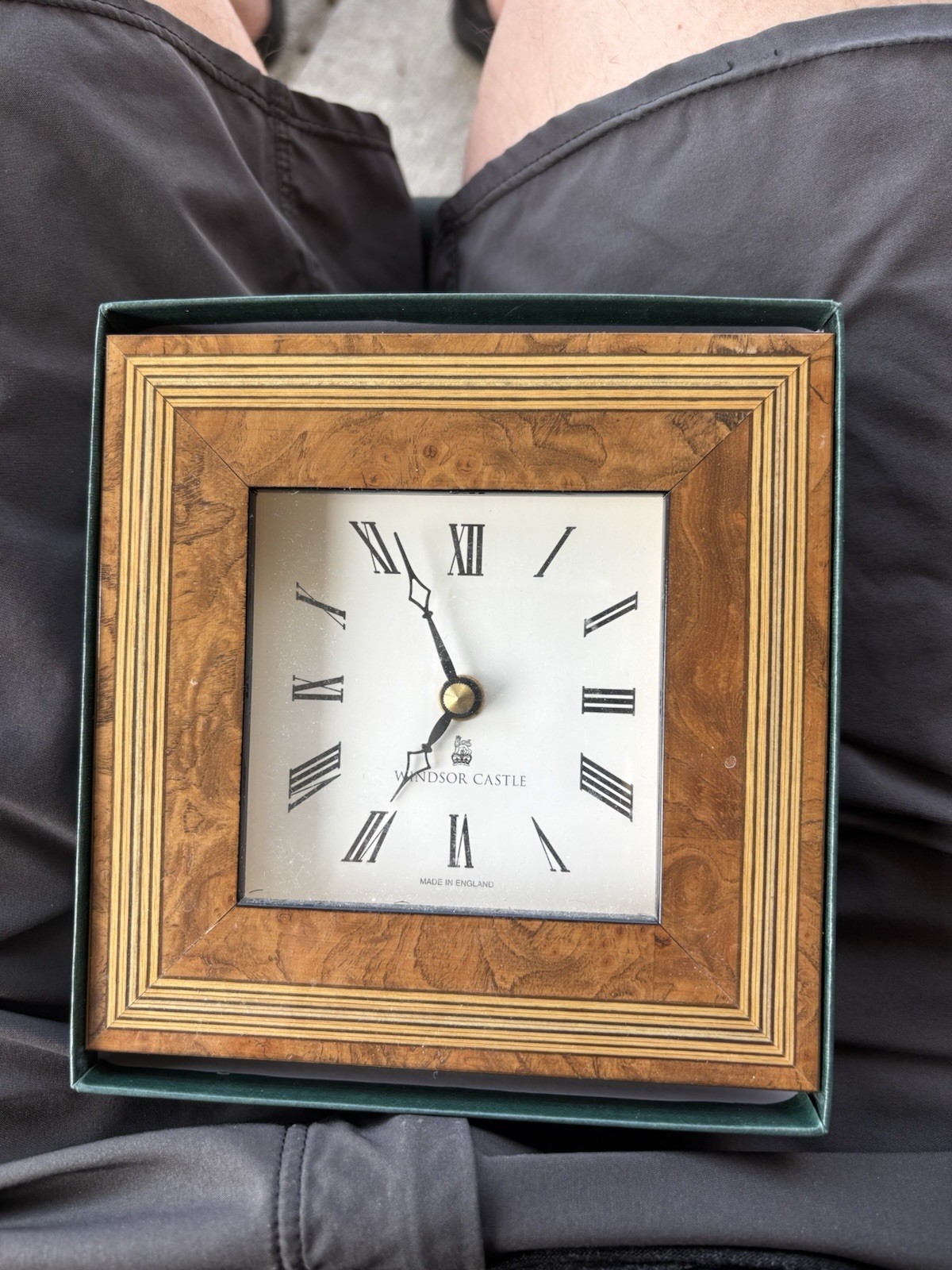 Windsor Castle Royal Collection Desk Clock 1997 Restoration Burl Walnut England