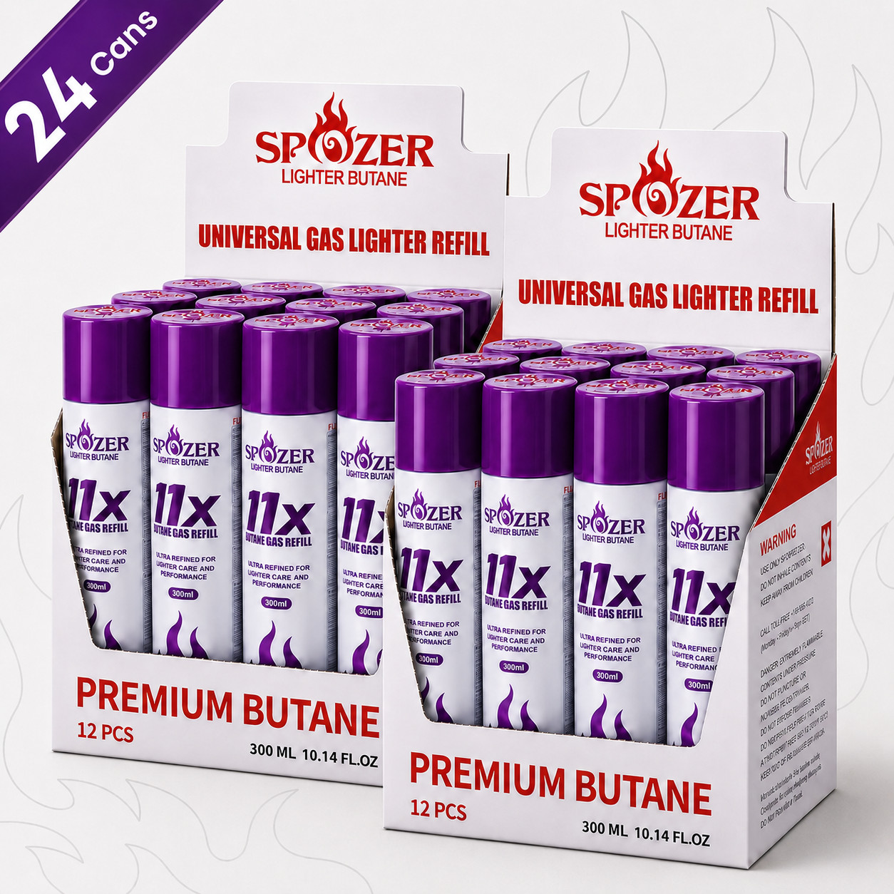 11X Lighter Butane Gas Refill Fluid Fuel Refined 10.14 oz Ultra Pure 24 Cans
