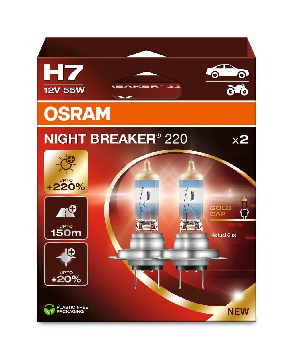 OSRAM NIGHT BREAKER 220, H7, 220% 2 lámparas, White/Dark Grey Heather