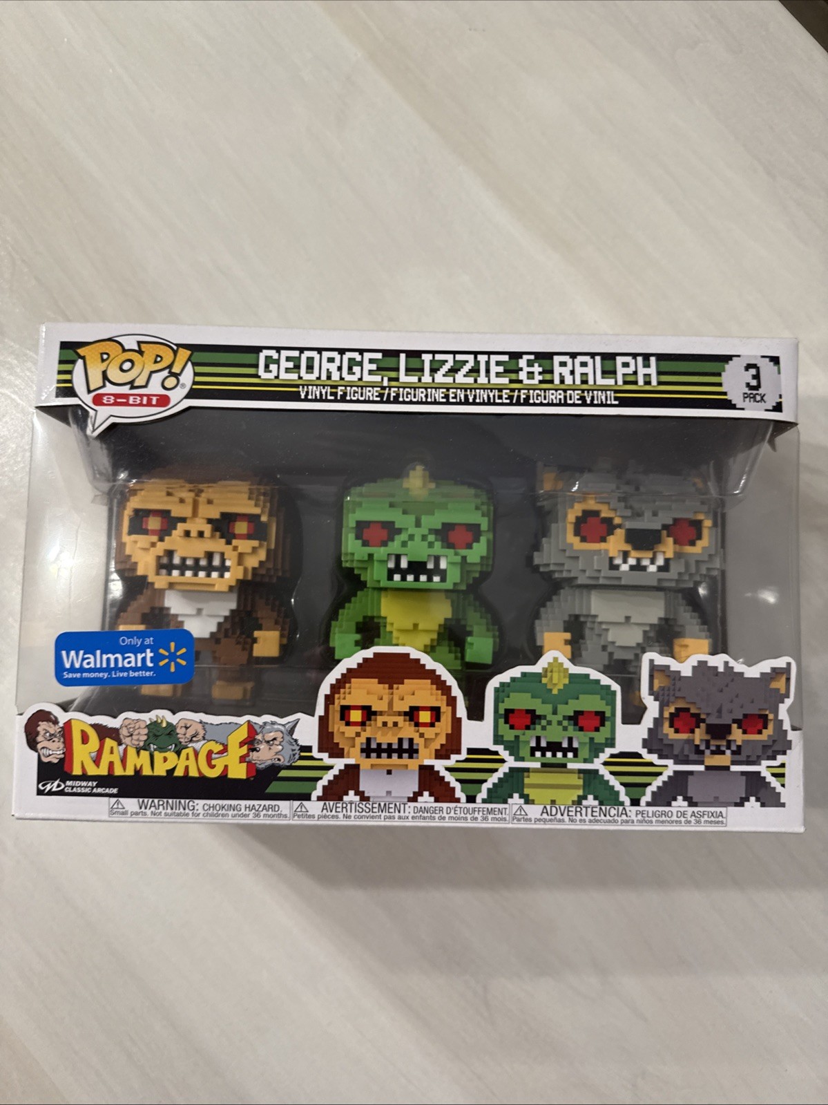 Funko Pop 8-Bit Rampage George Lizzie & Ralph 3-Pack Walmart Exclusive