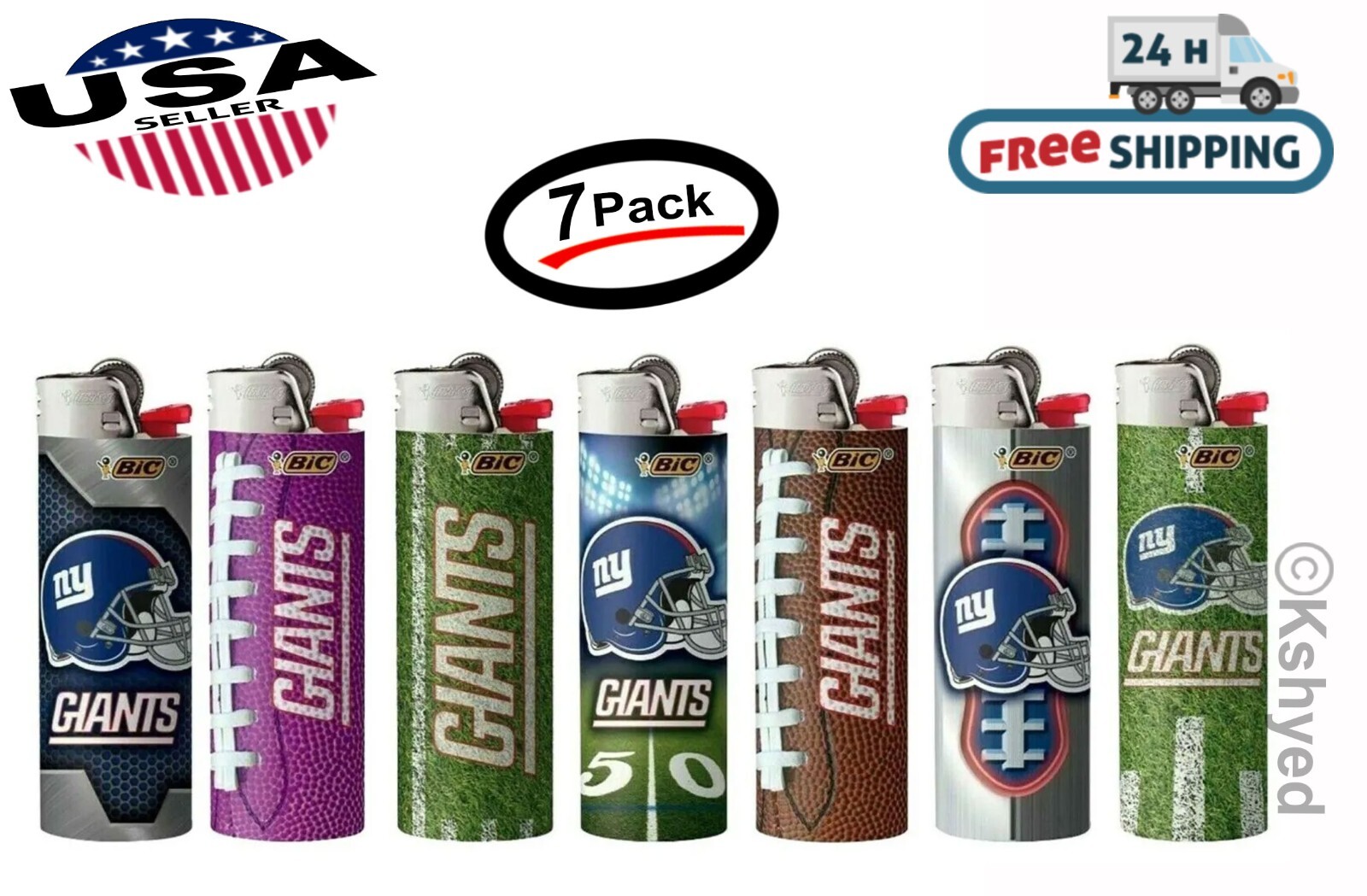 BIC NFL New York Giants Lighters All Brand New and Officially Licensed (7 Pack)