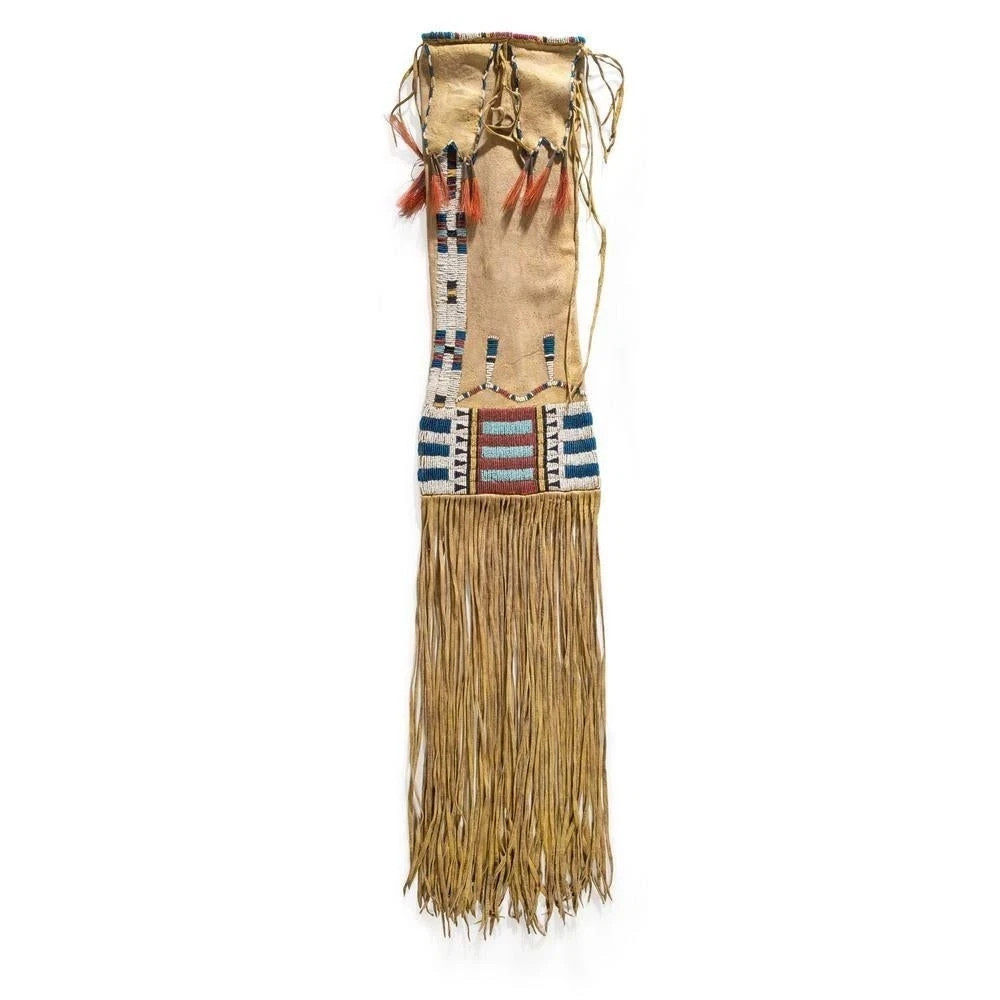 Indian Beaded Suede Leather tobacco Native Beaded pouch, hide tobacco pipe bag