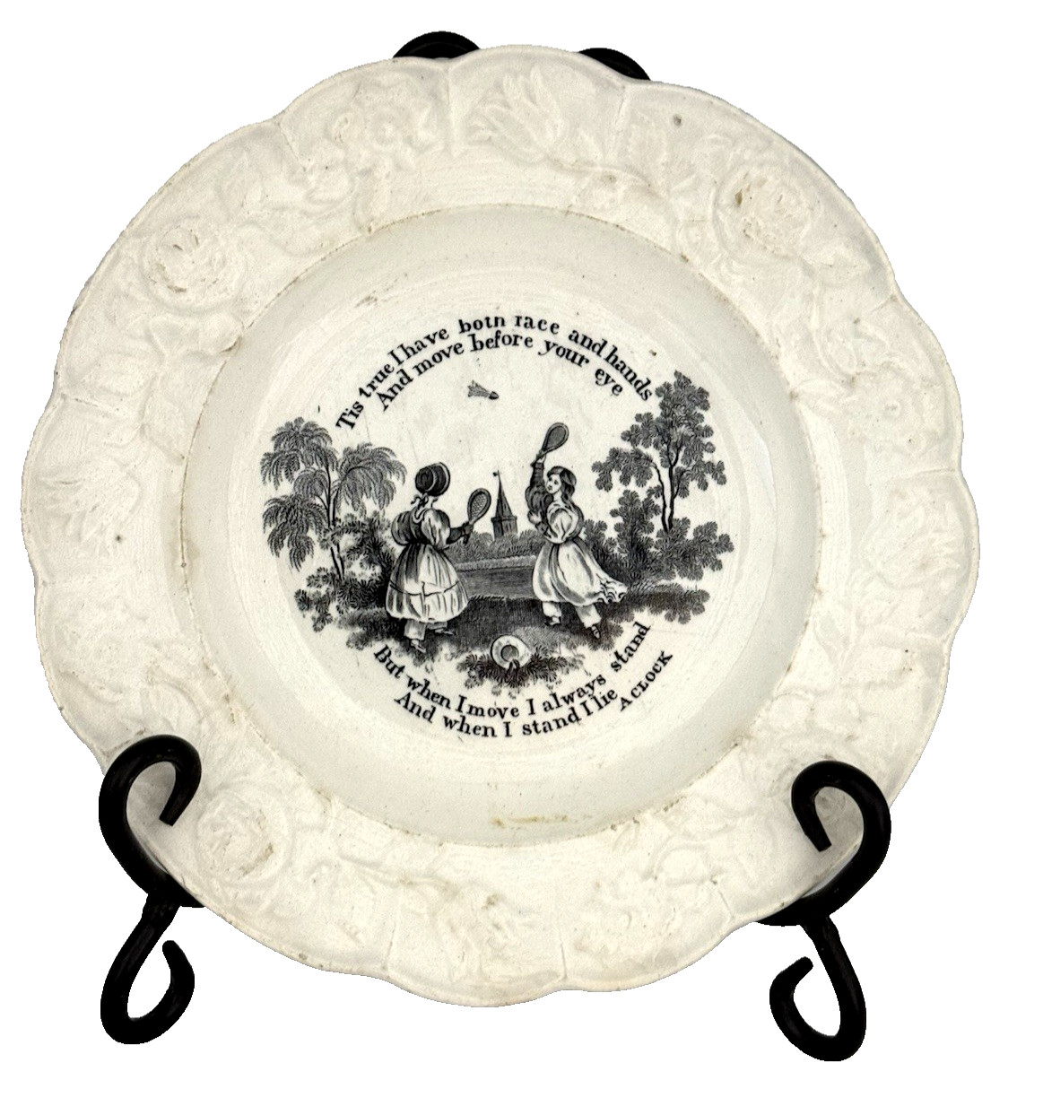 mid 19th c. Staffordshire Black Transferware Pearlware 8