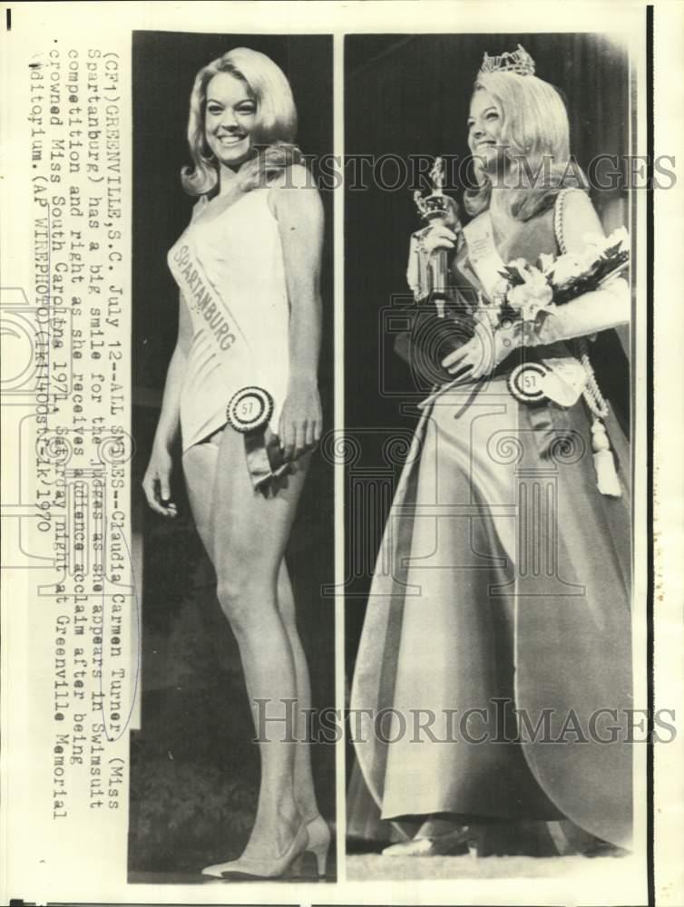 1970 Press Photo Miss Claudia Carmen Turner in Swimsuit Competition in pageant.