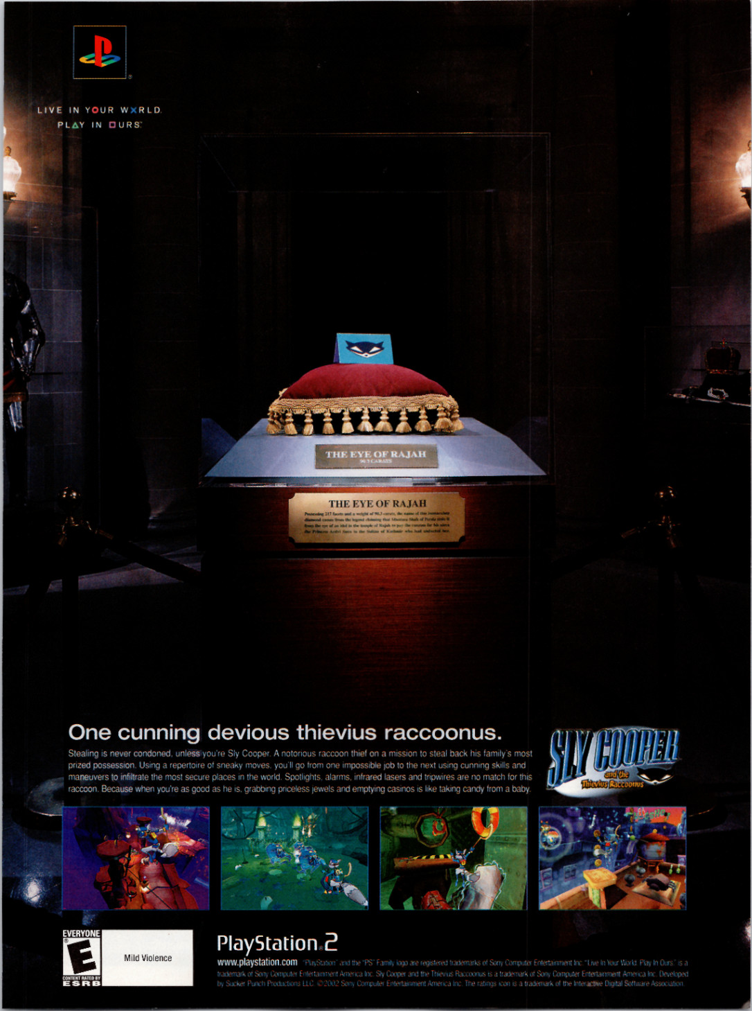 PlayStation 2 Sly Cooper Thievius Raccoonus Vintage Print Ad Poster 2002 PS2