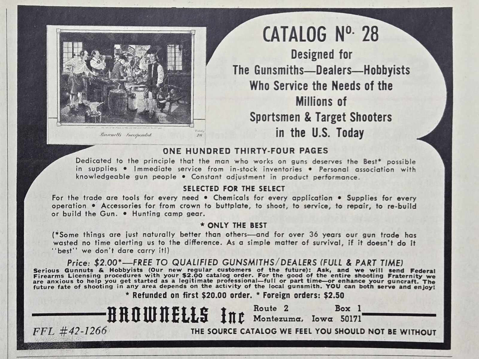 Brownells Gunsmith Supply Catalog Montezuma IA Vintage Print Ad 1976